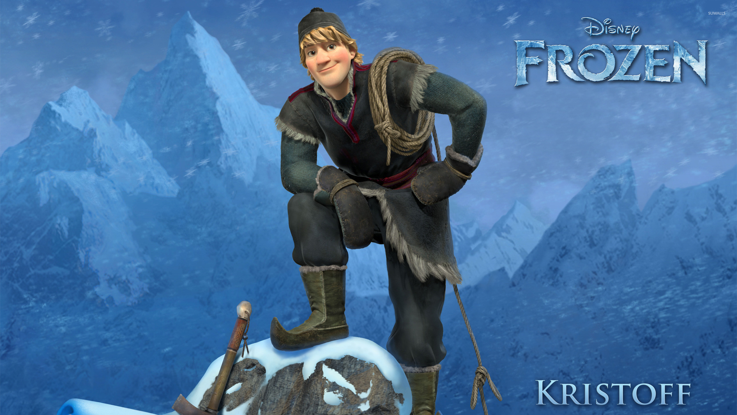 Kristoff, Frozen - Il regno di ghiaccio, Montagne, Corda, 2560x1440, sfondo per PC
