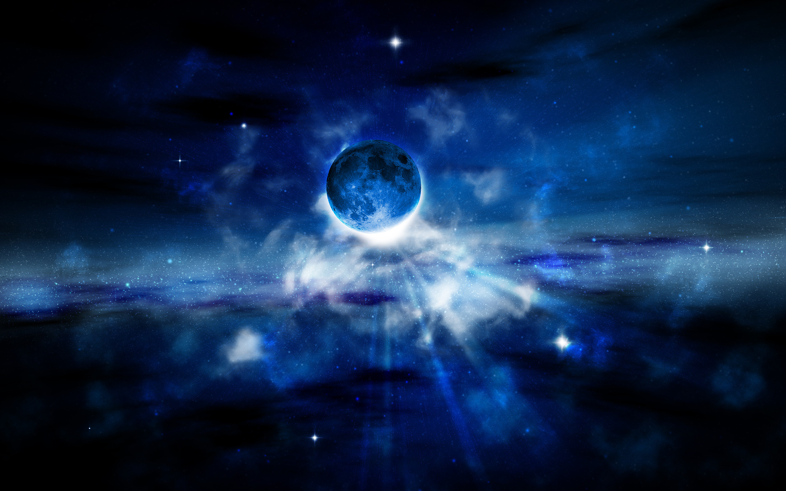 Pianeta, Nebulosa, Spazio, Blu, 2K, sfondo Windows 11