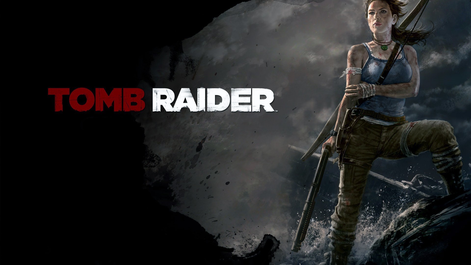 Lara Croft, Tomb Raider (2013), Logo, Sfondo nero, Full HD, wallpaper per portatile
