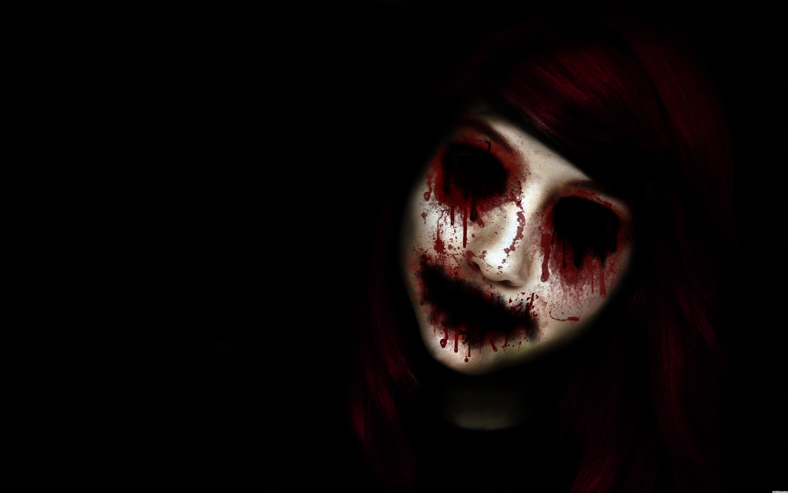 Ragazza con lacrime di sangue, Volto pallido, Sfondo nero, Horror, wallpaper desktop 2K