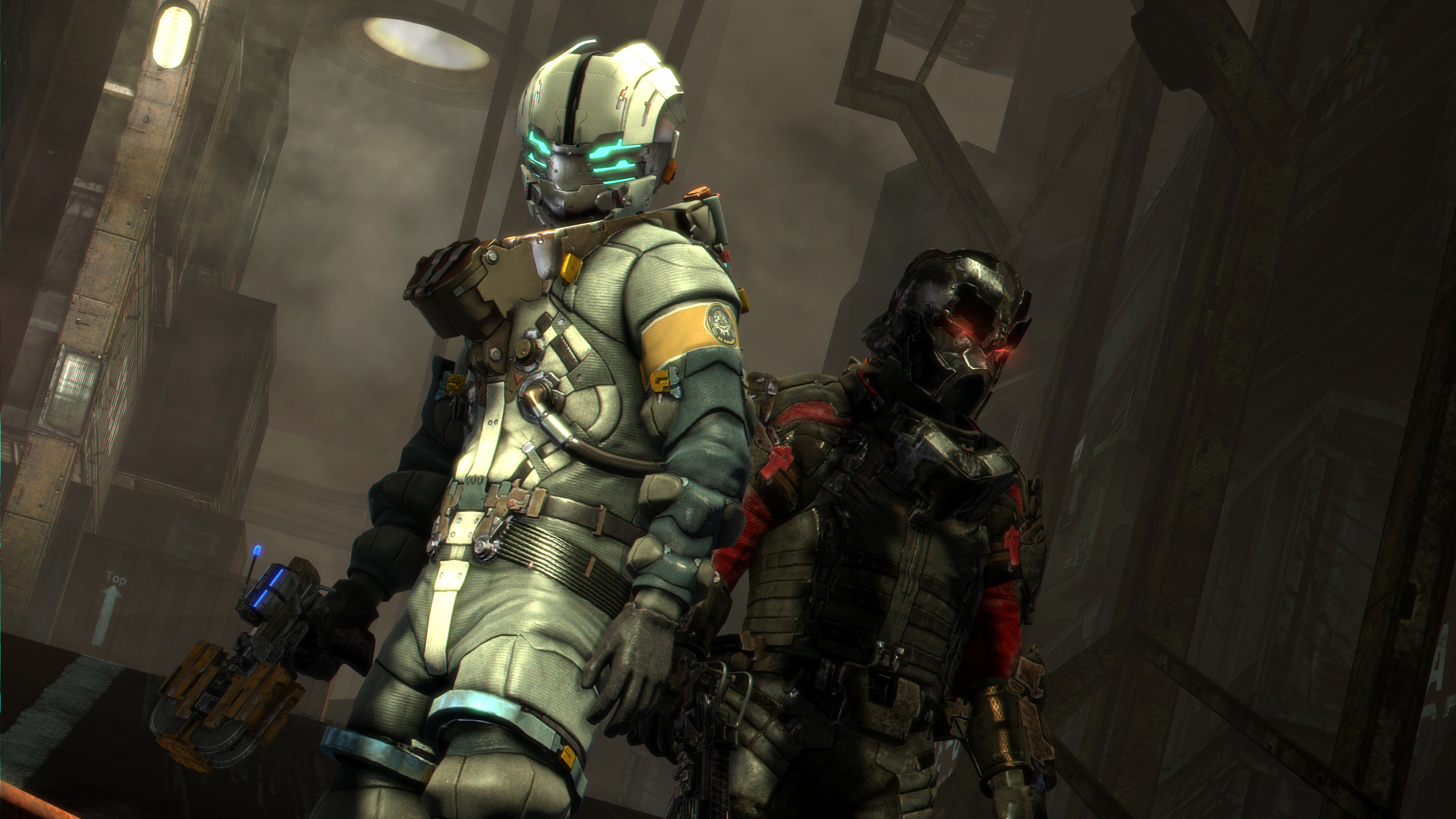 Isaac Clarke, John Carver, Dead Space 3, Tute RIG, Corridoio, 4K 2160p, sfondo desktop