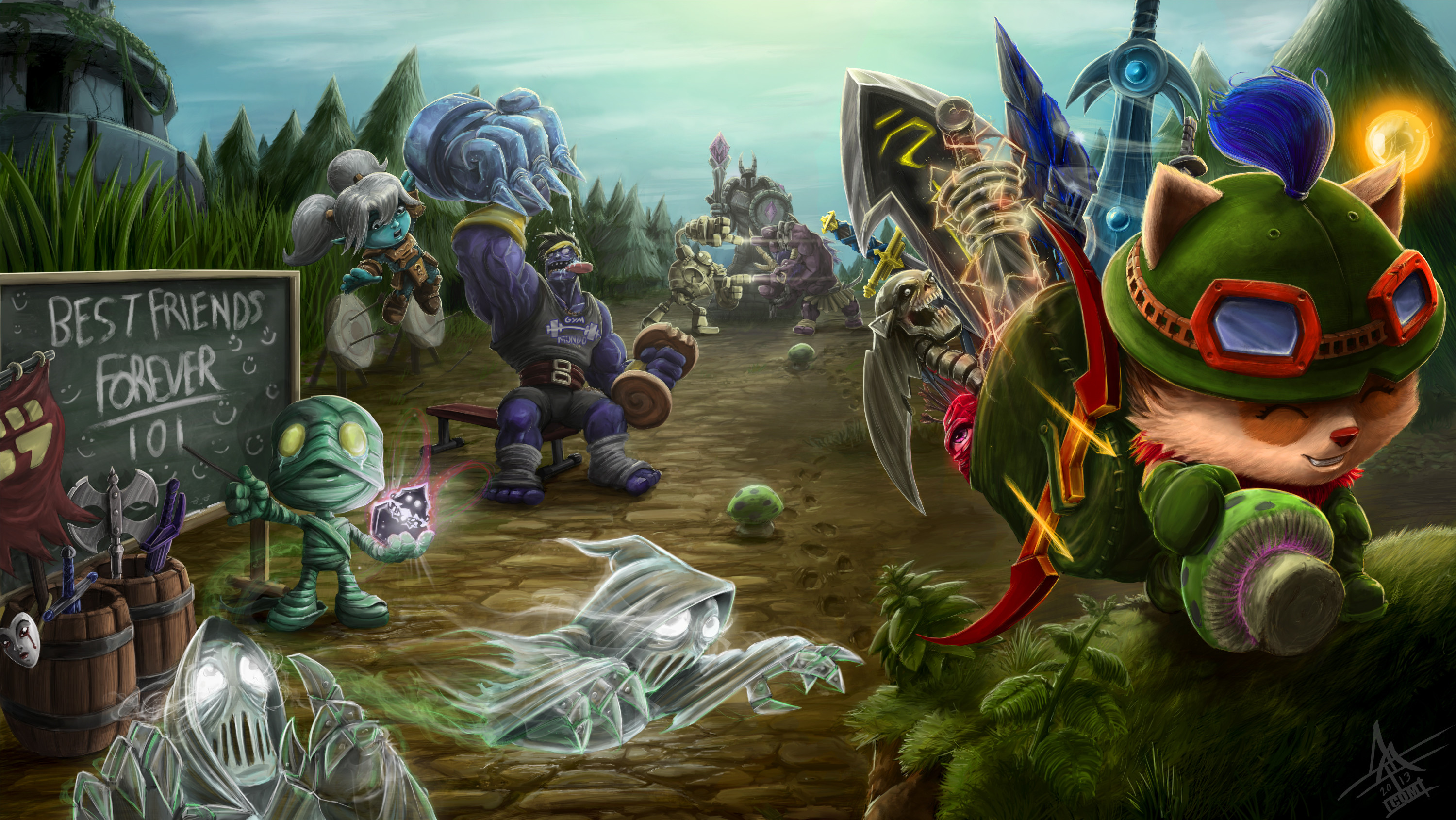 Teemo, Amumu, League of Legends, Fan art, Umoristico, 2K, sfondo desktop