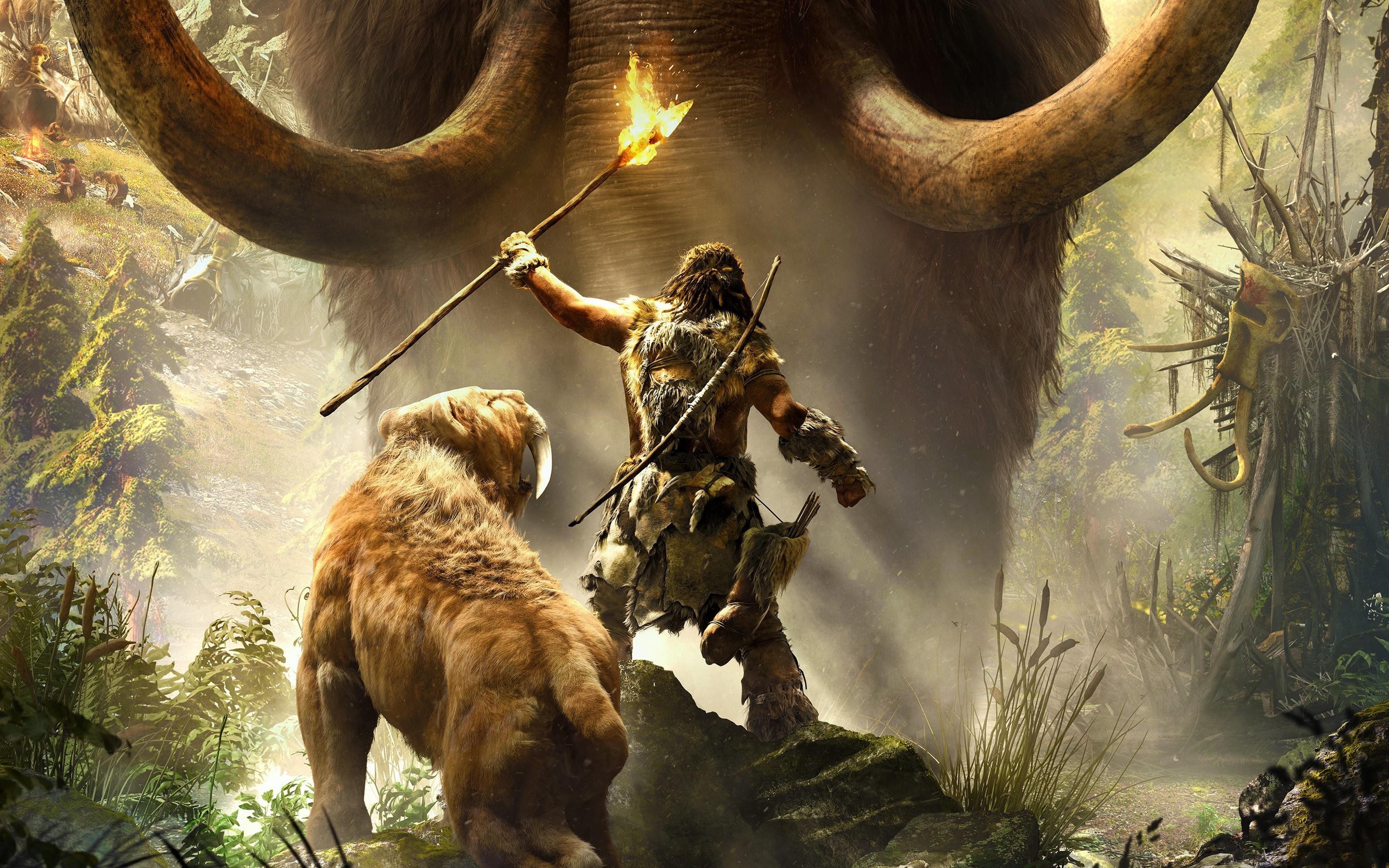 Far Cry Primal, Mammut, Tigre dai denti a sciabola, Ubisoft, 2880x1800, immagine di sfondo