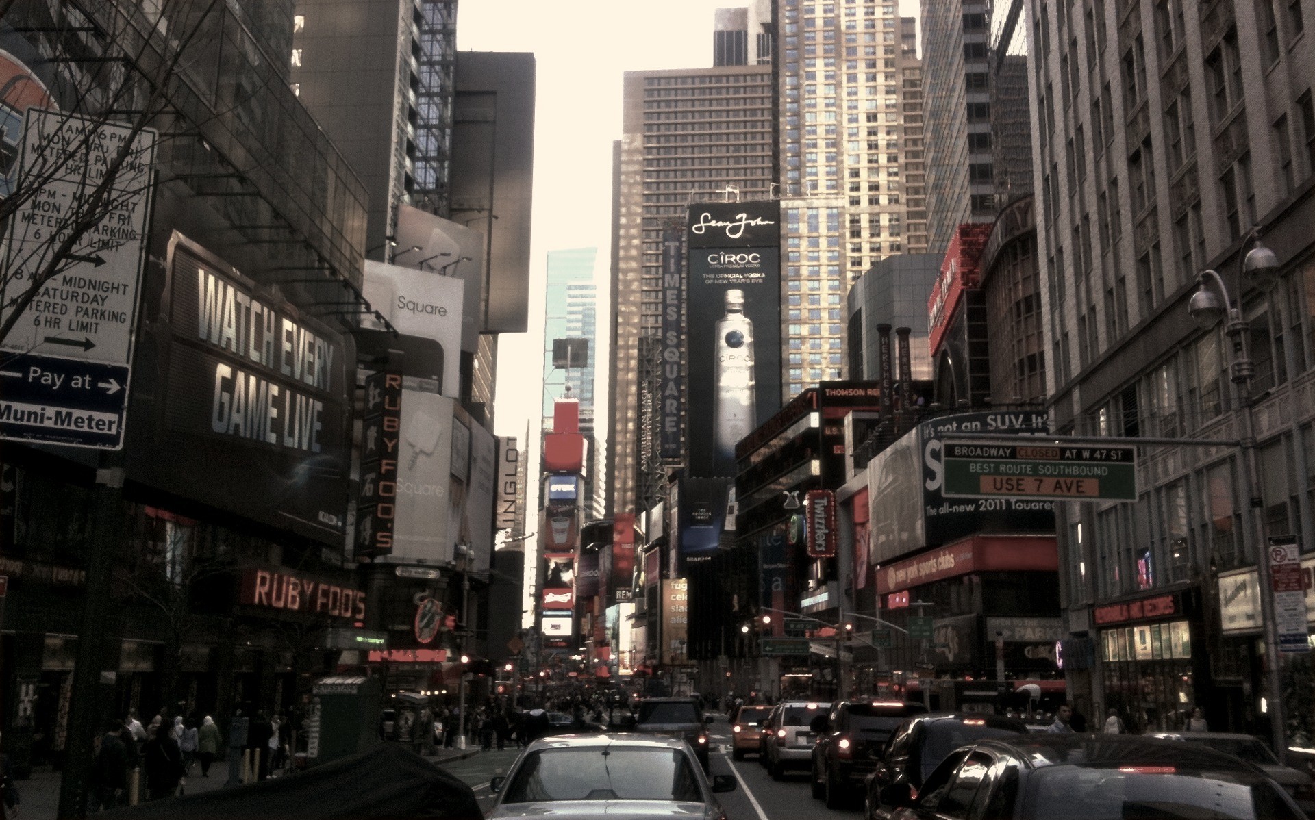 Strada di New York, Grattacieli, Traffico, Insegne, 1920x1198, sfondo MacBook Pro