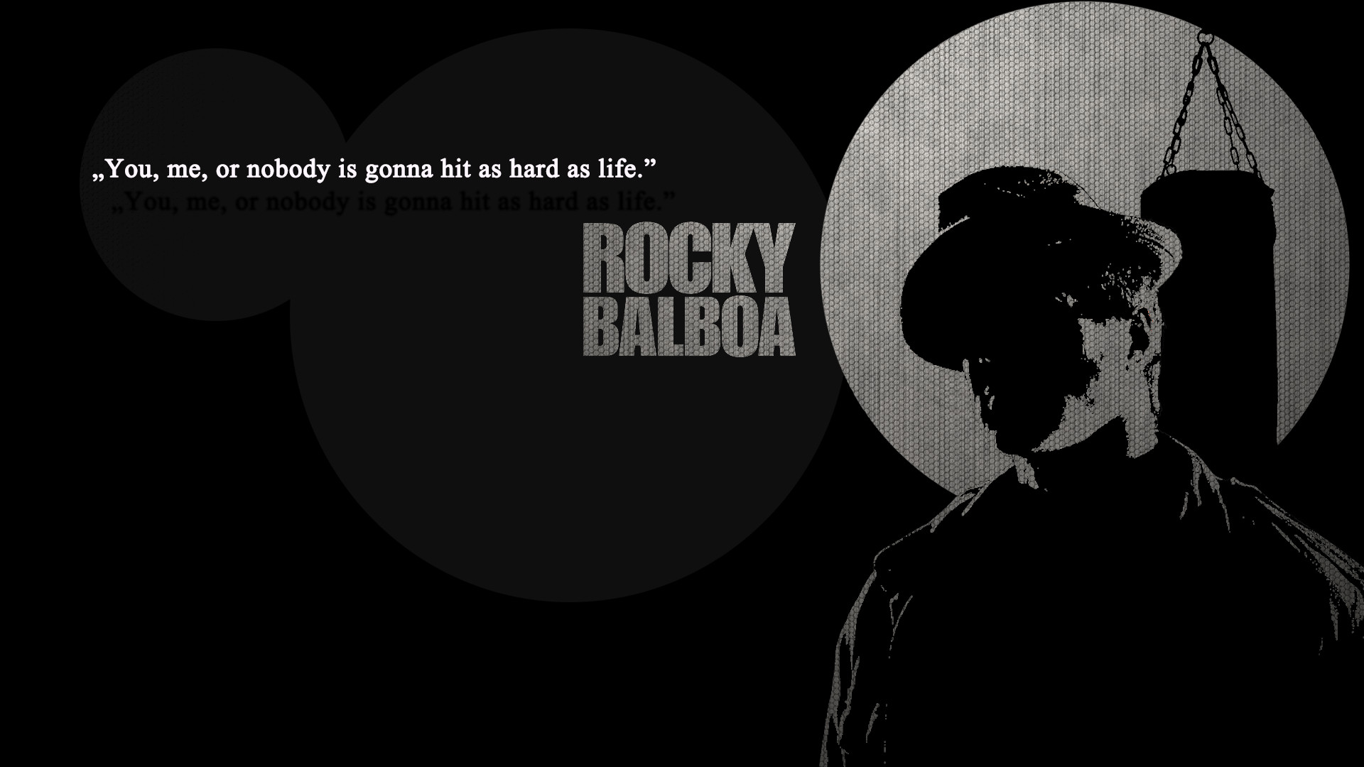 Rocky Balboa, Citazione, Sacco da boxe, Sagoma, 16:9 Full HD, sfondo widescreen