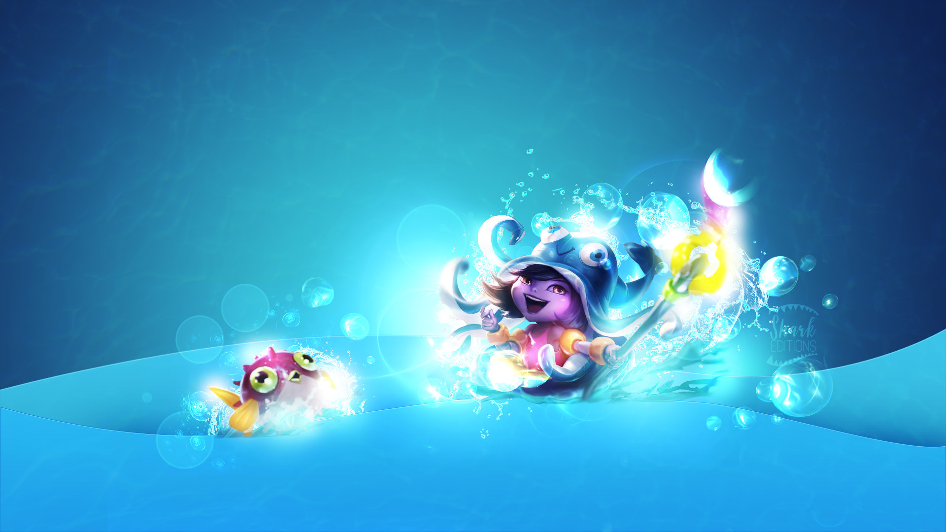 Lulu, League of Legends, Arte digitale, Azzurro, Full HD, sfondo per PC
