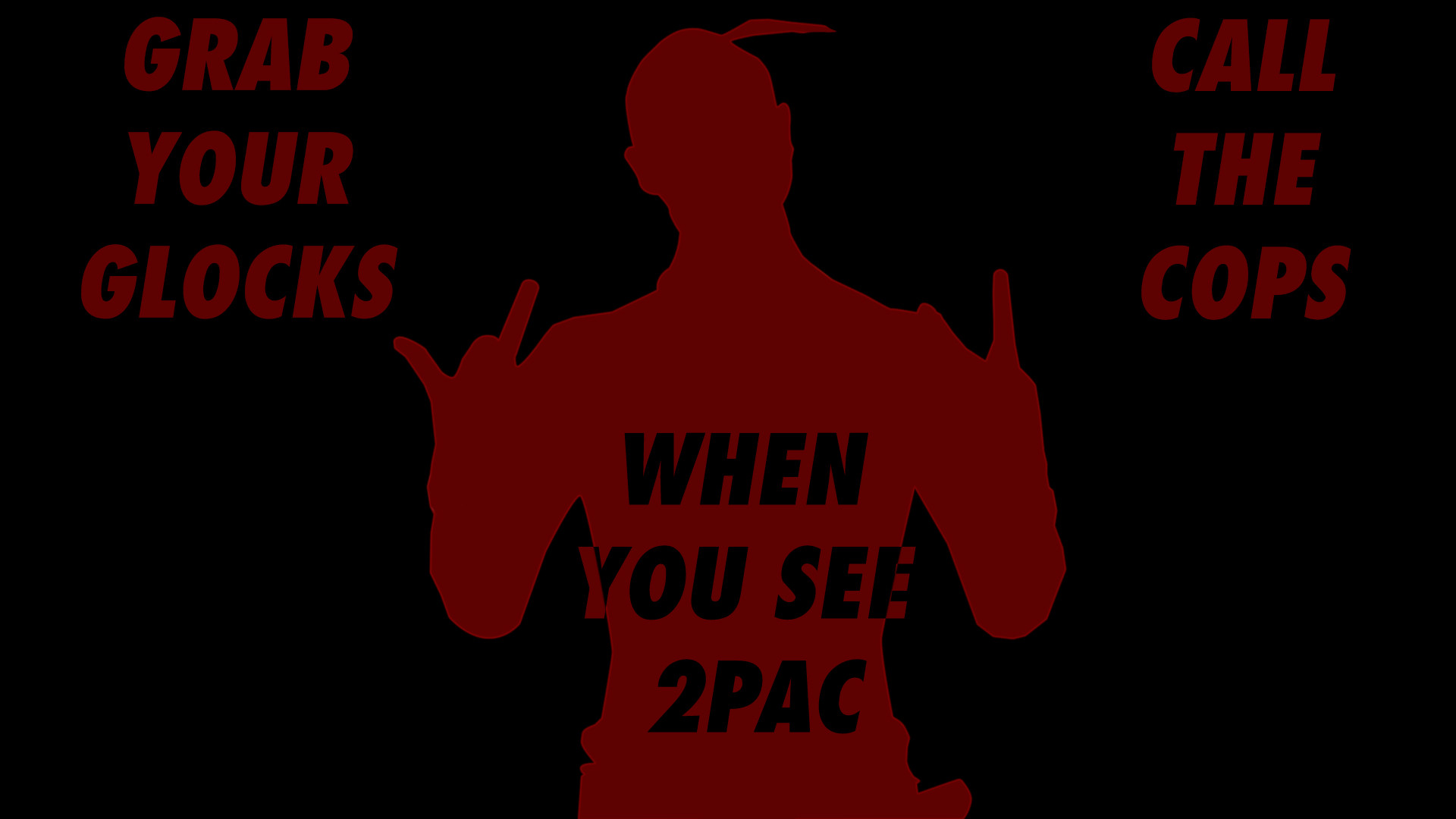Tupac Shakur, 2Pac, Silhouette, Rosso, 16:9 Full HD, sfondo widescreen