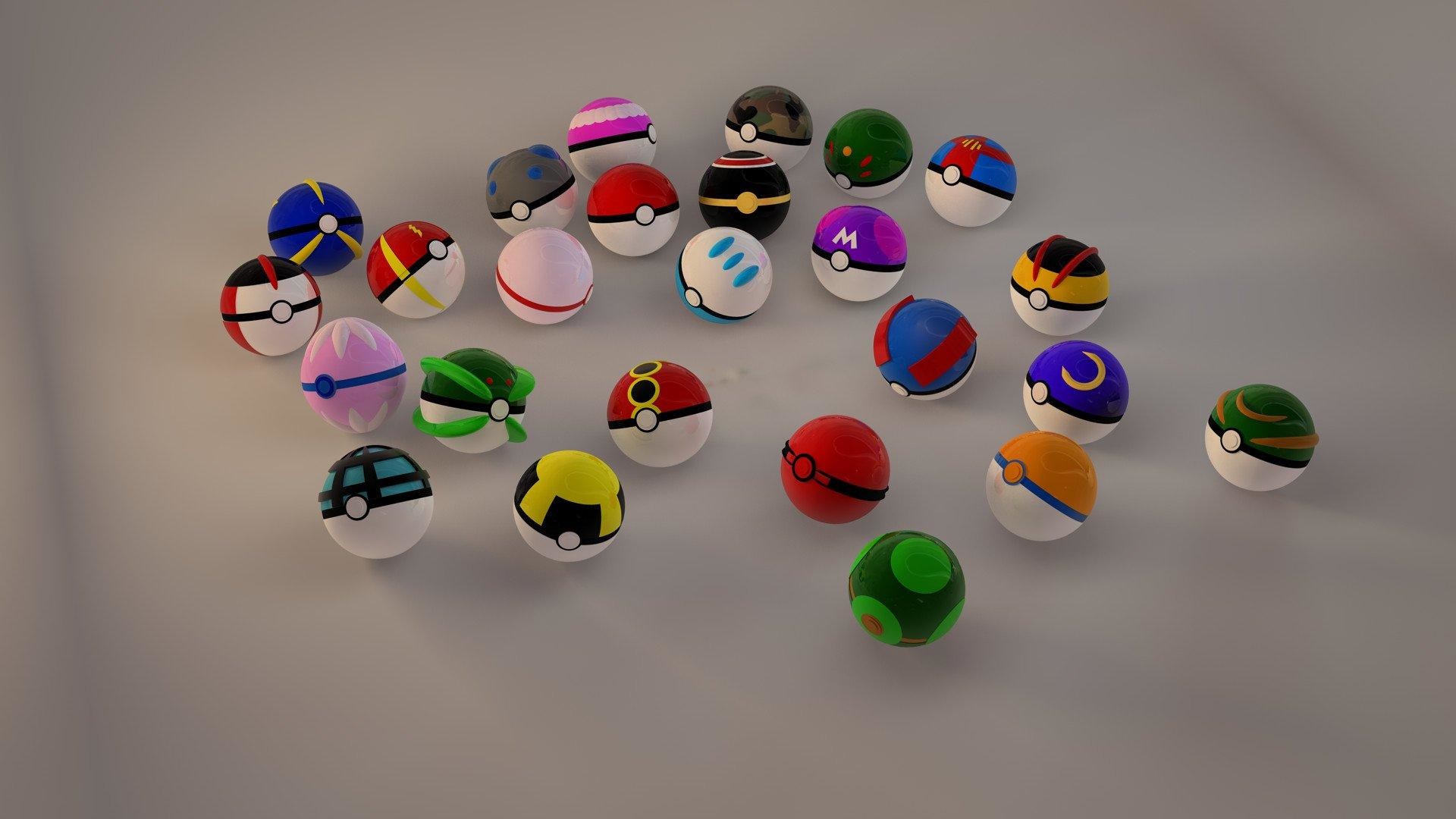 Poké Ball, Pokémon, Collezione, 3D, Full HD, sfondo Windows 11
