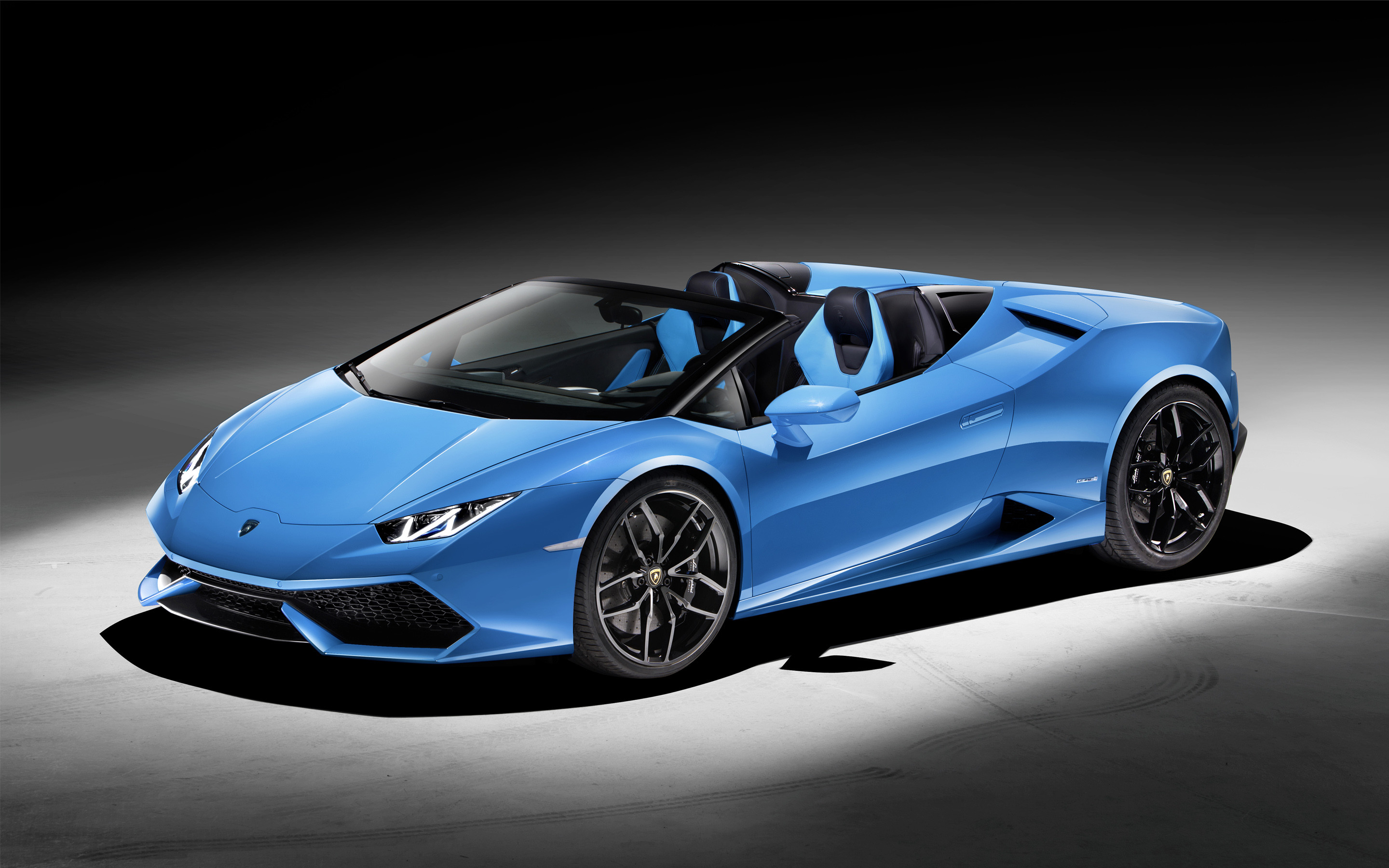 Lamborghini Huracán LP 610-4 Spyder, Azzurro, Cabriolet, Studio, sfondo Windows 11