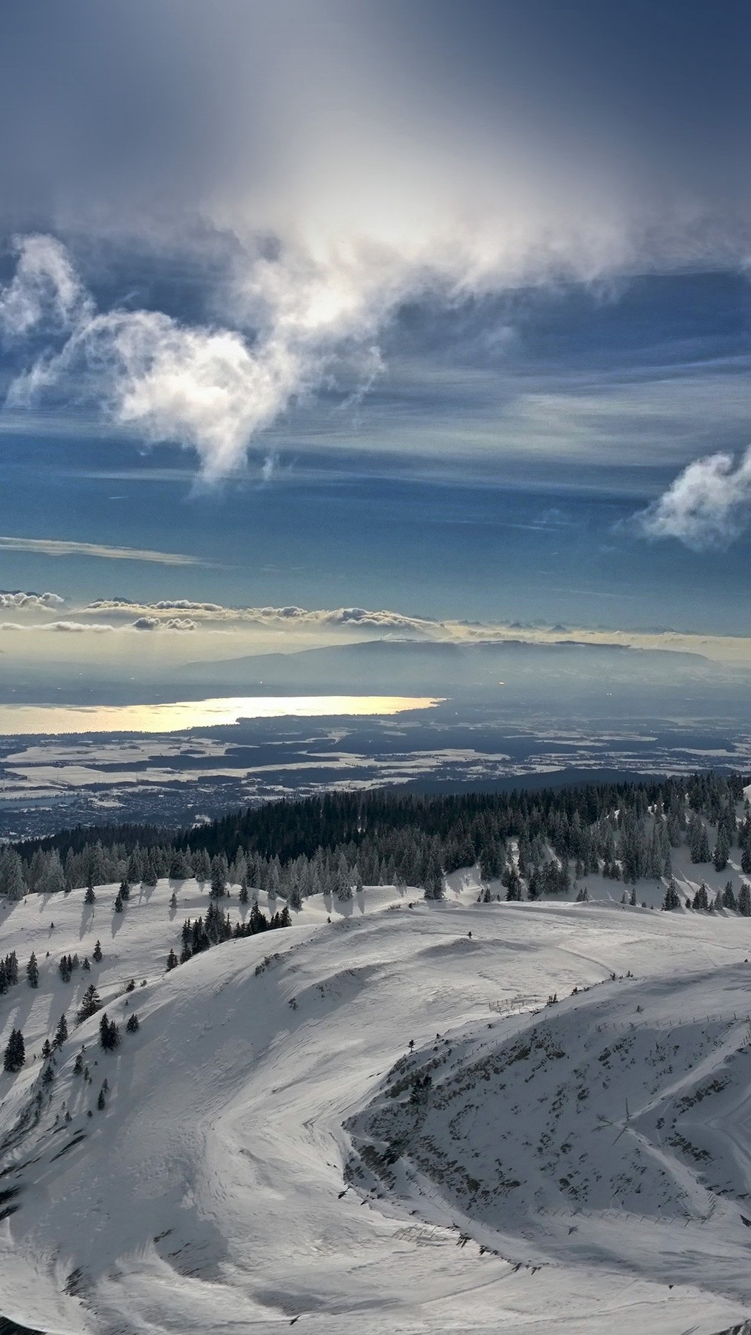 Montagne innevate, Inverno, Nuvole, wallpaper iPhone 5