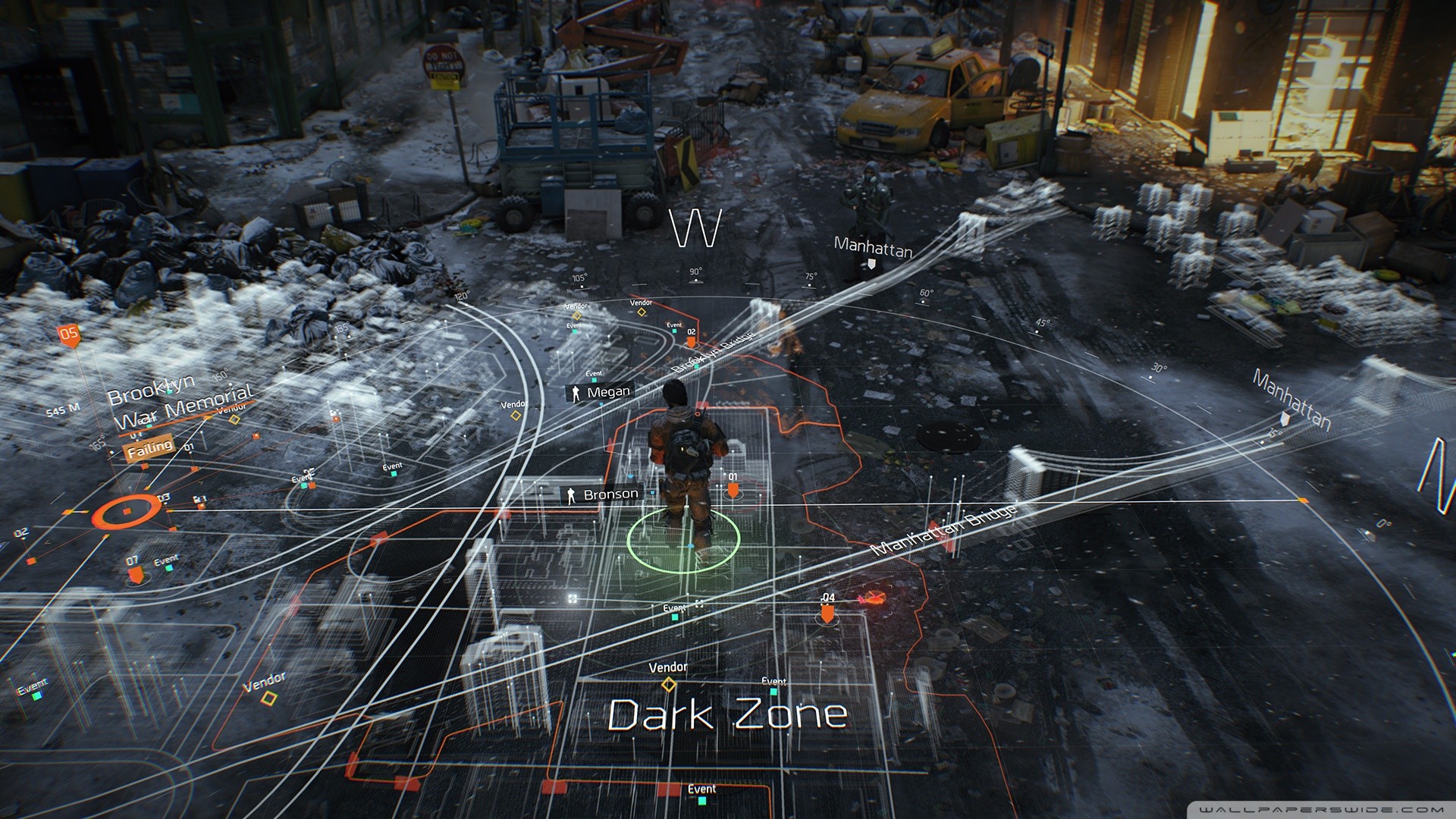 Tom Clancy's The Division, Dark Zone, Mappa olografica, Interfaccia, sfondo Full HD per portatile
