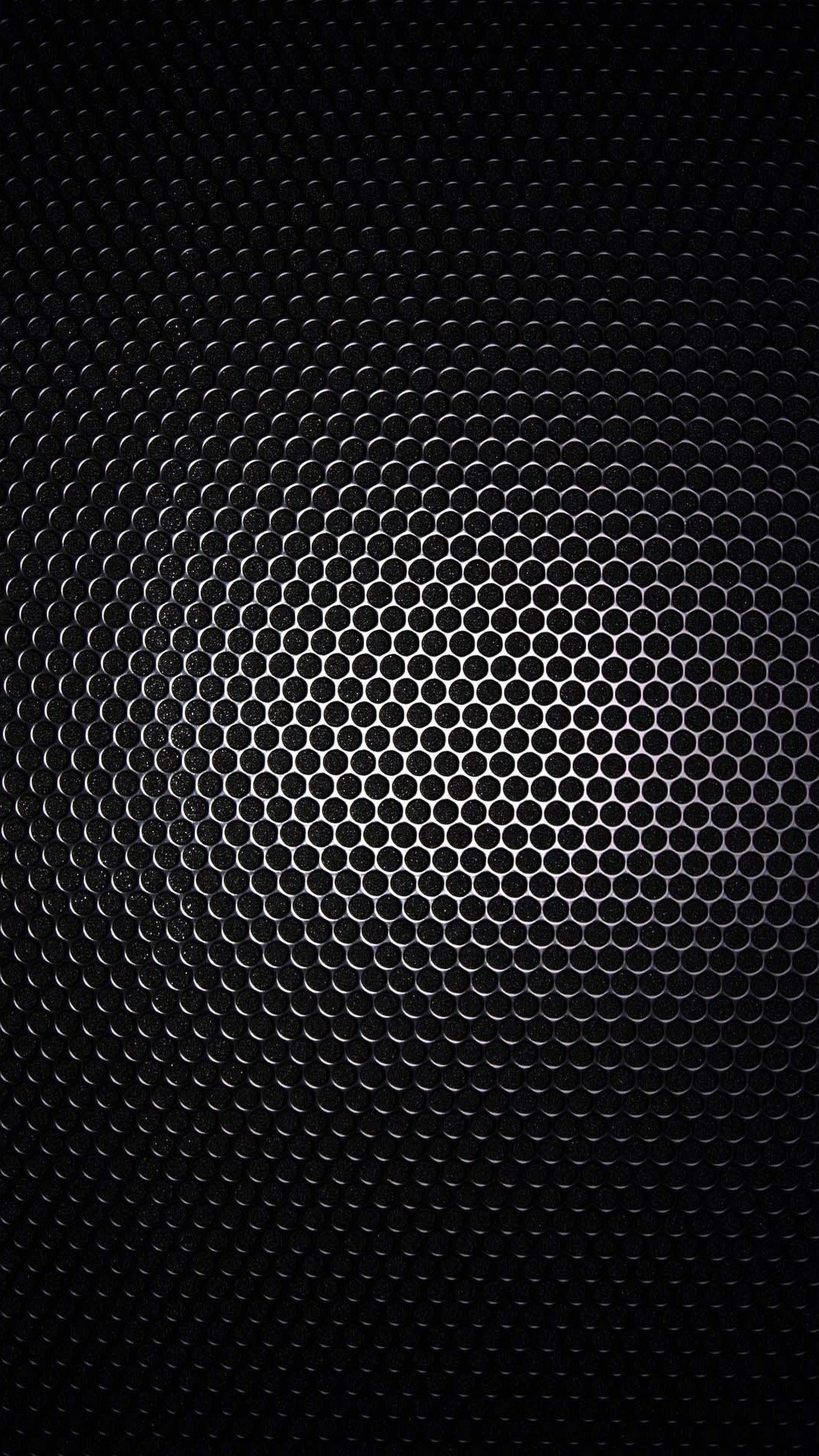 Griglia esagonale, Texture metallica, Sfondo nero, QHD+, schermata di blocco del cellulare