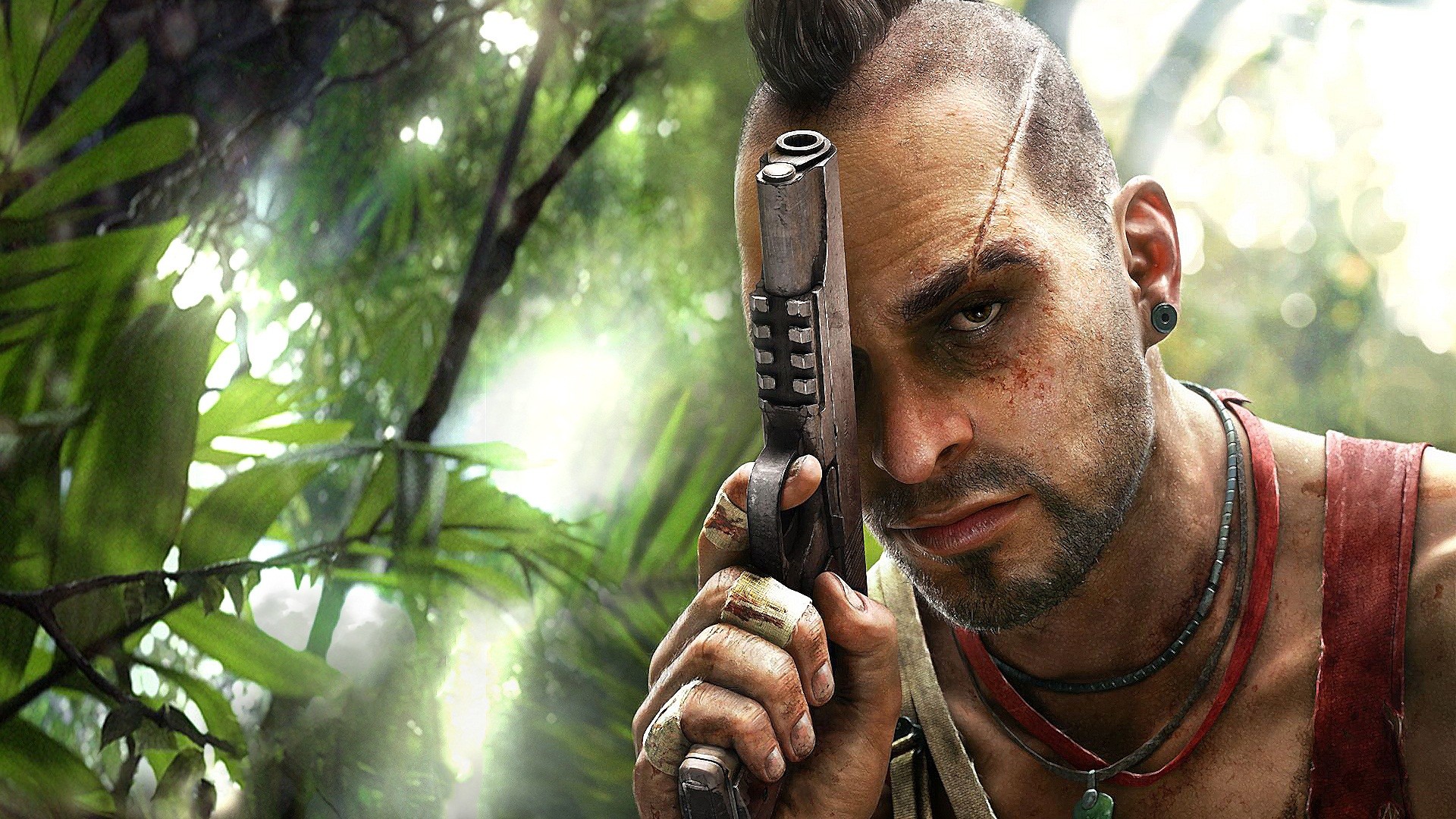 Vaas Montenegro, Far Cry 3, Pistola, Giungla, Full HD, sfondo desktop