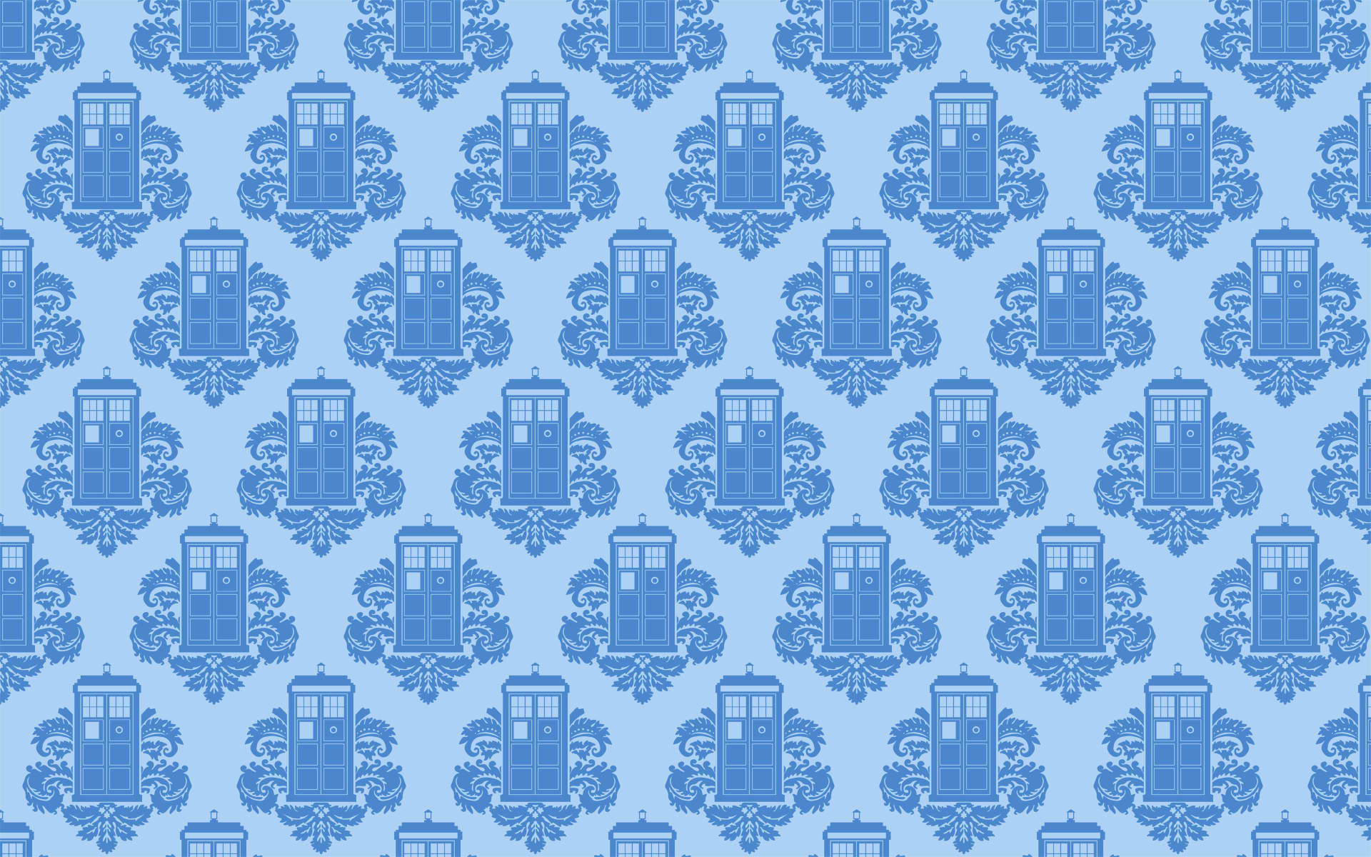 TARDIS, Doctor Who, Motivo damascato, Azzurro, 1920x1200, sfondo per PC