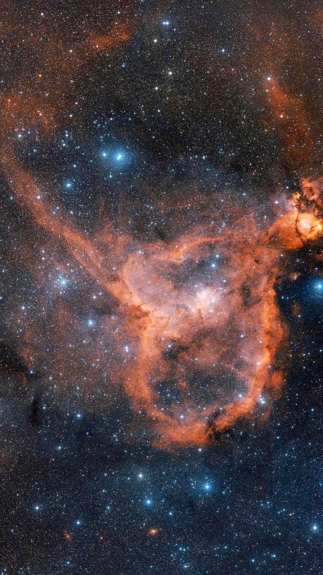 Nebulosa Cuore, Spazio, Stelle, Arancione, sfondo iPhone