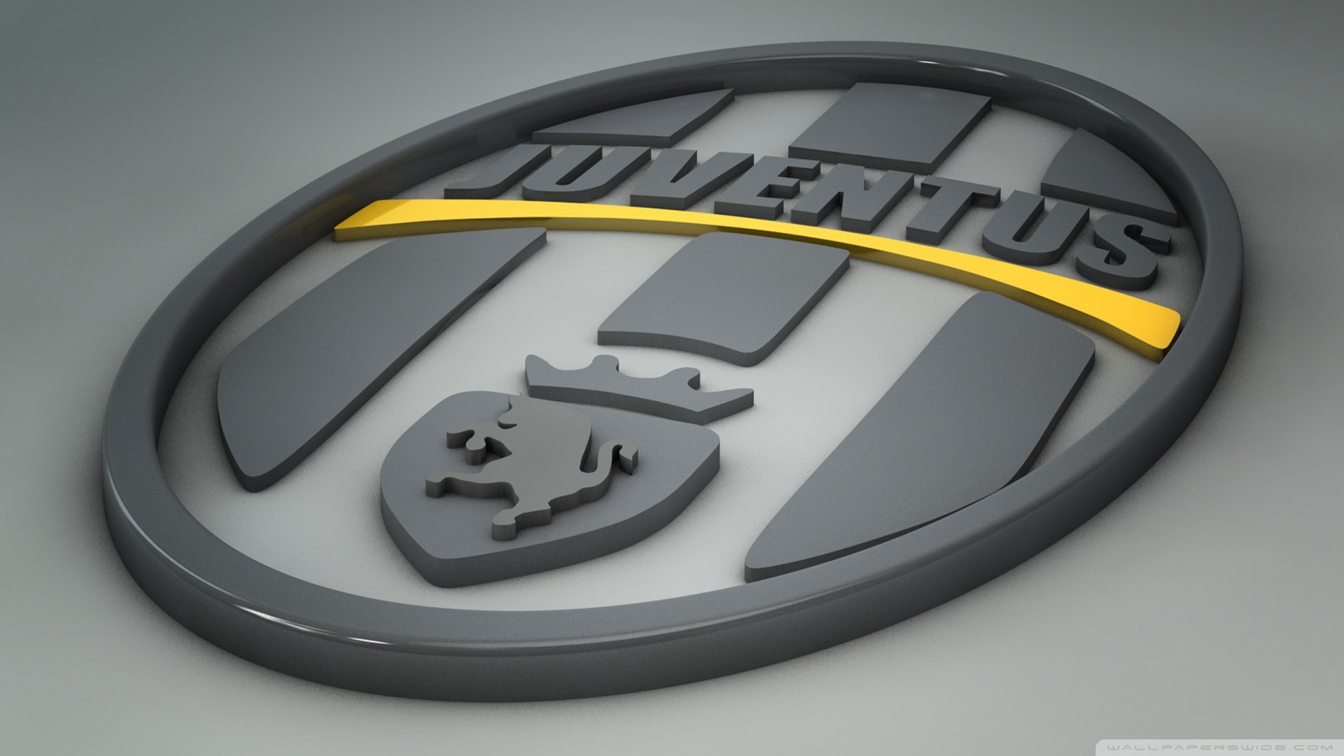 Juventus, Stemma Juventus, Rendering 3D, Grigio, Full HD 1080p, sfondo desktop