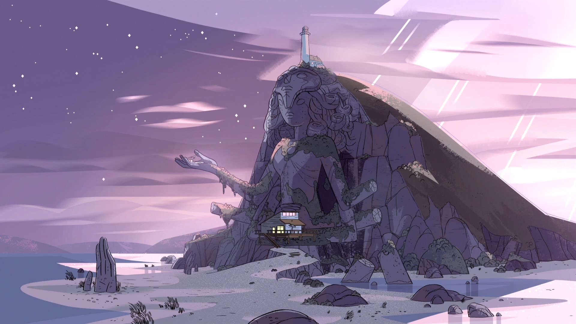 Steven Universe, Tempio di cristallo, Spiaggia, Viola, Full HD, sfondo desktop