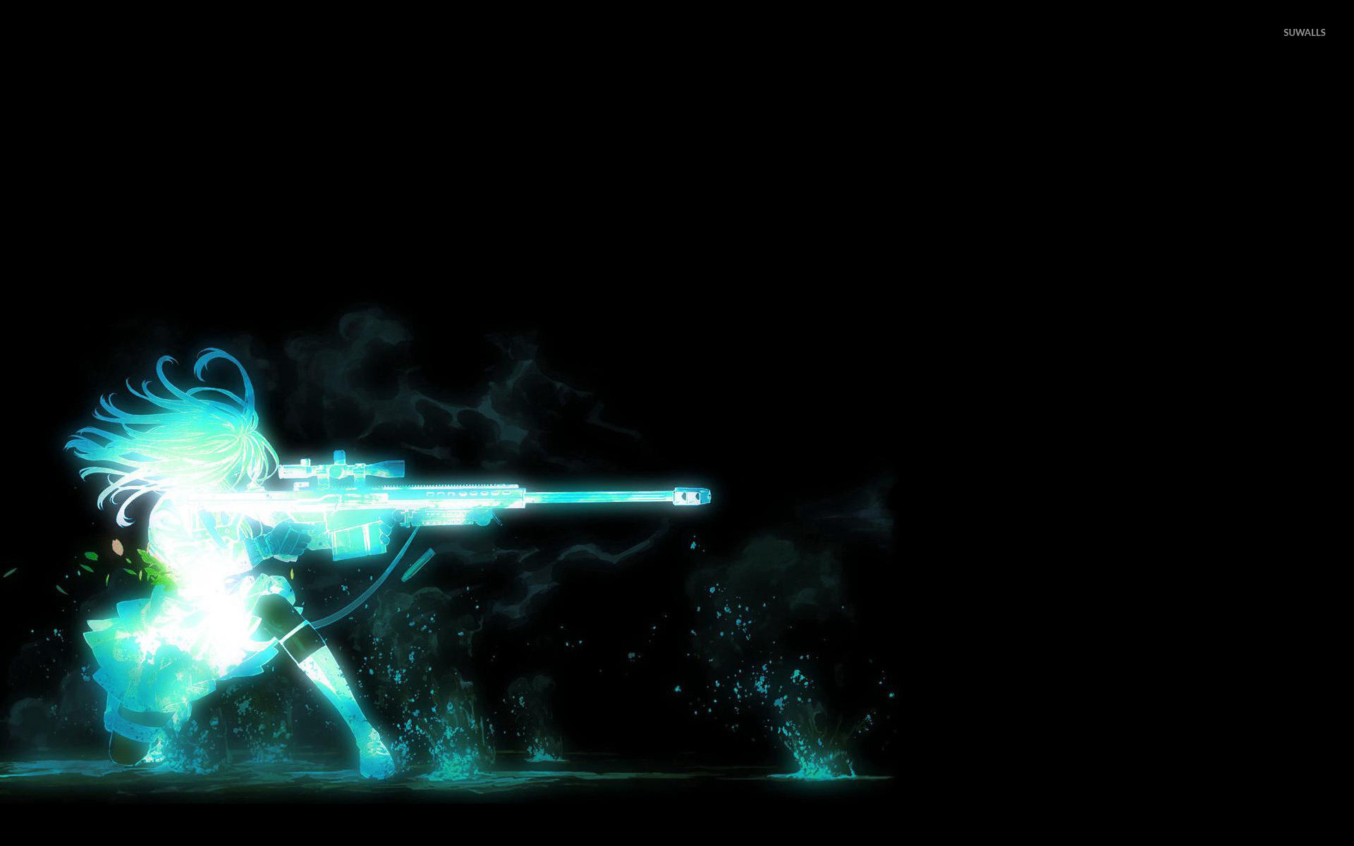 Ragazza anime, Cecchina, Fucile, Neon, 1920x1200, sfondo per PC