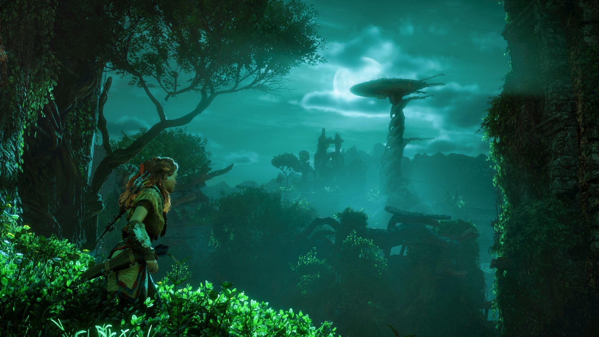 Aloy, Horizon Zero Dawn, Tallneck, Notte, Full HD, sfondo per PC e portatile