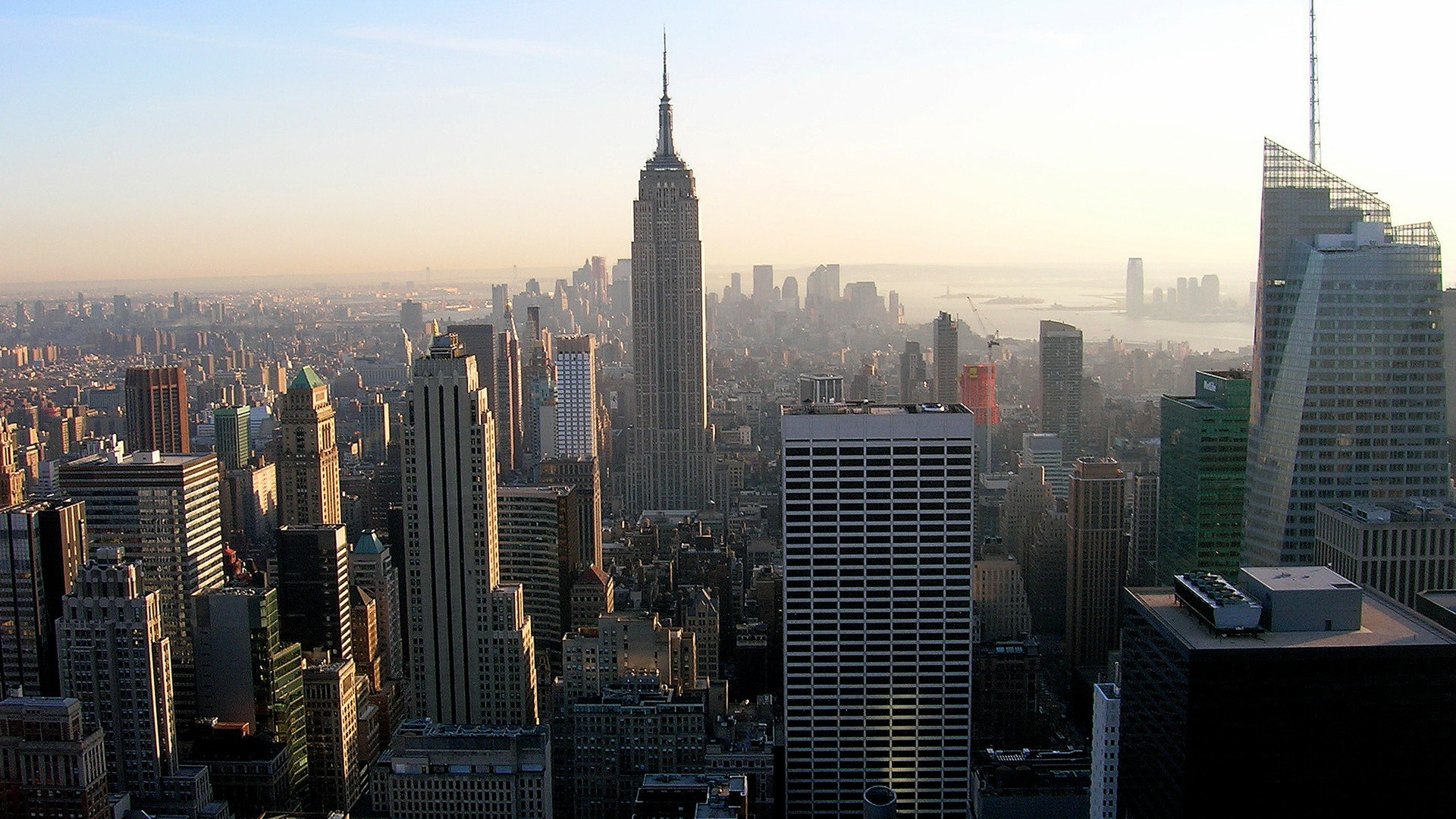 Empire State Building, Manhattan, Foschia, Skyline, Full HD, wallpaper per PC