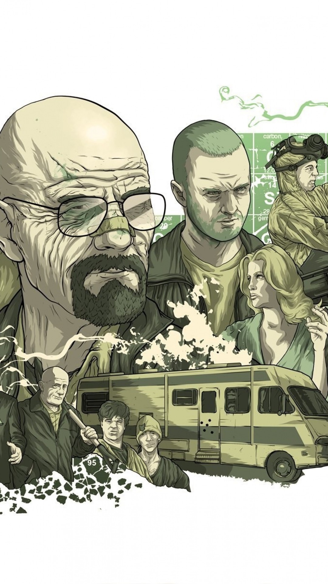 Walter White, Jesse Pinkman, Breaking Bad, Camper, Illustrazione, schermata di blocco iPhone