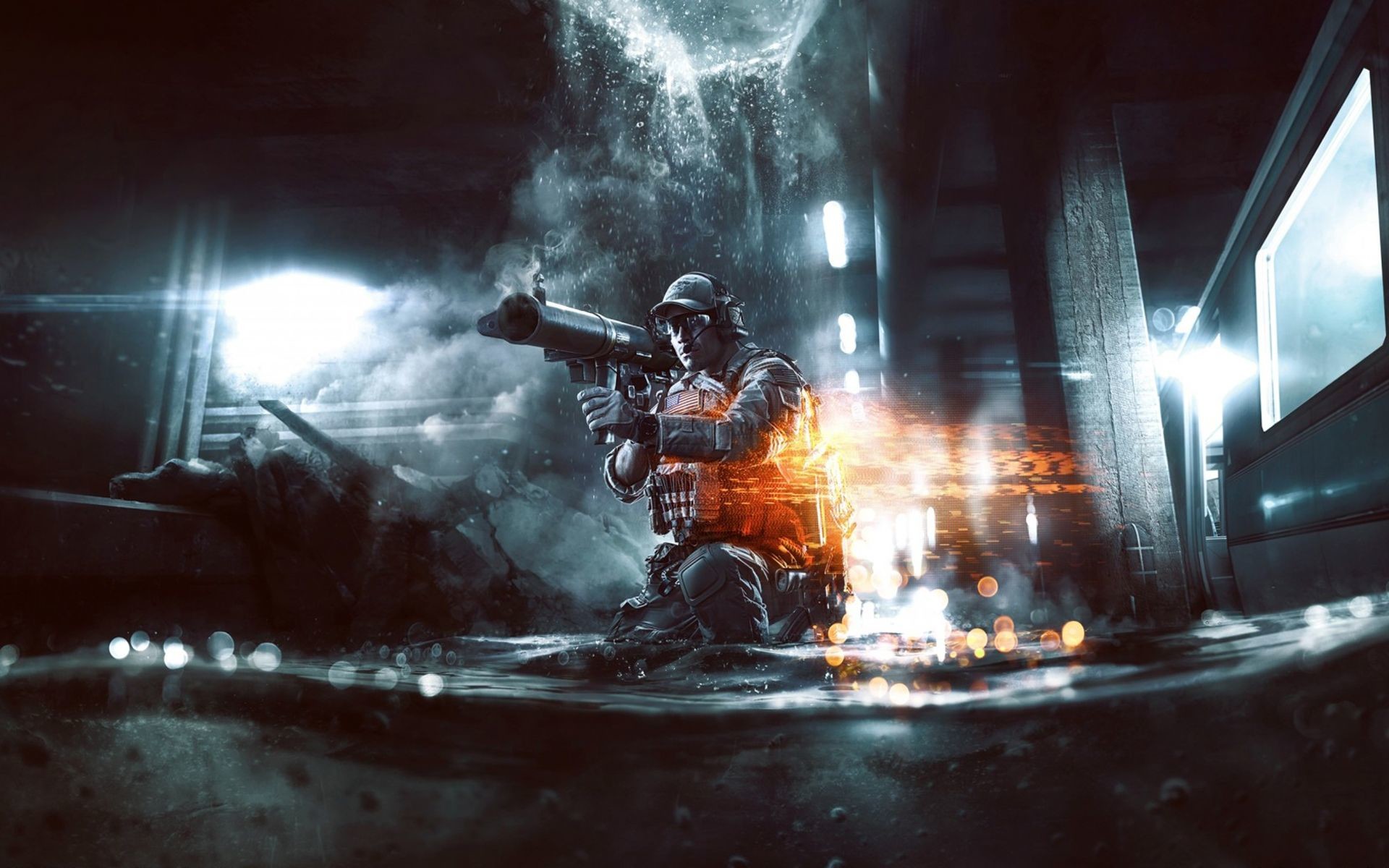 Battlefield 4, Soldato, Lanciarazzi, Pioggia, Notte, 1920x1200, sfondo per PC