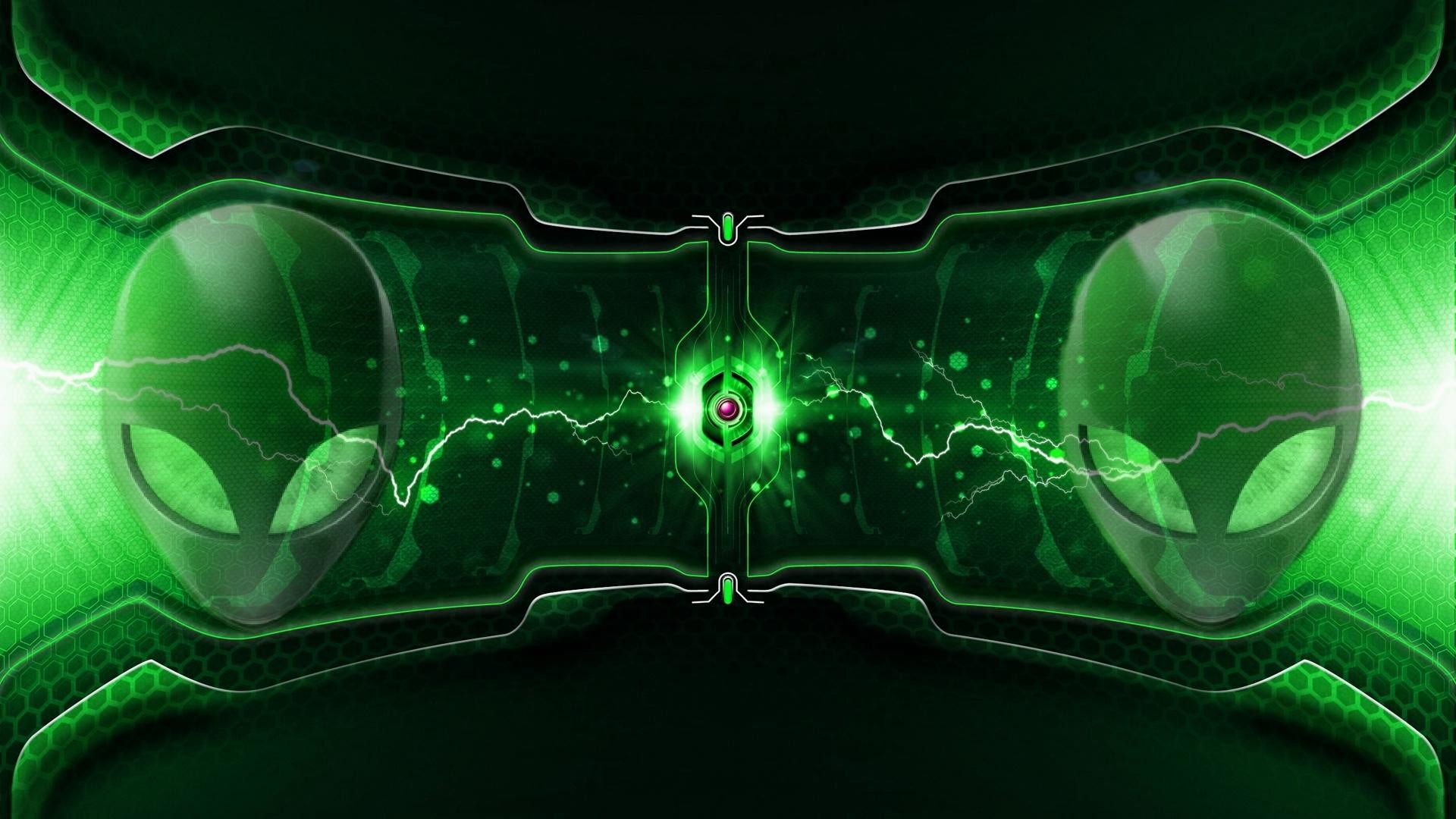 Alienware, Testa aliena, Verde, Energia, 1920x1080, sfondo per PC
