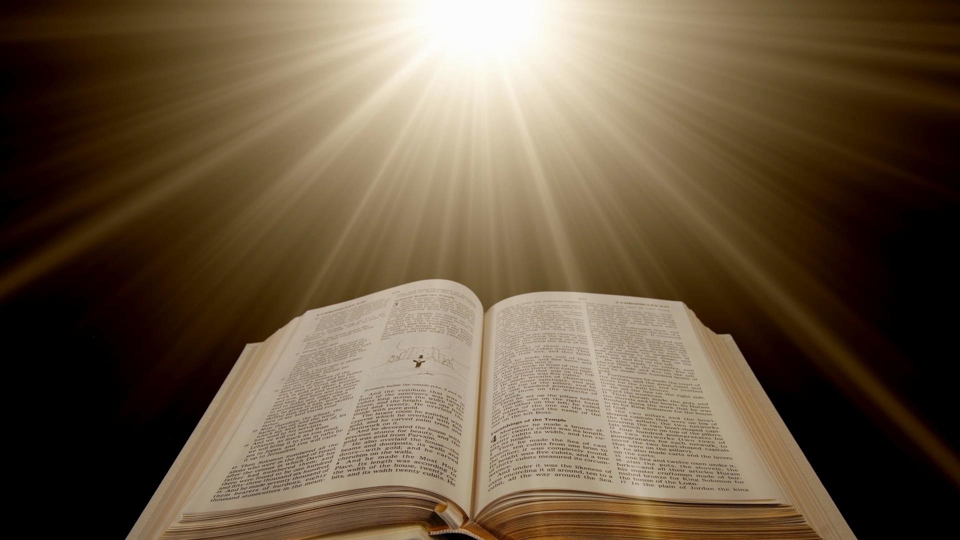 Bibbia, Libro aperto, Raggi di luce, 1920x1080, sfondo per PC