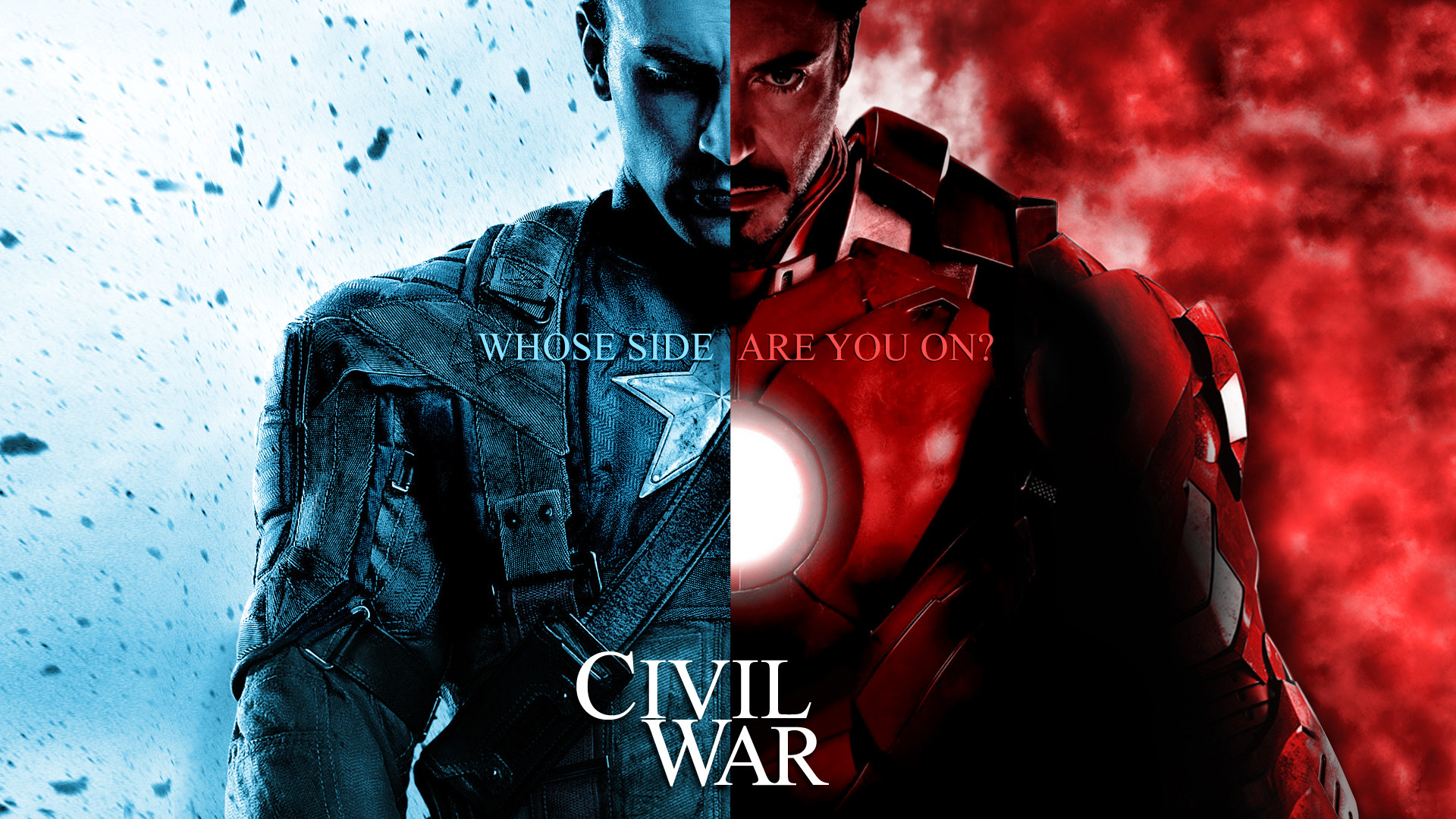 Captain America: Civil War, Capitan America, Iron Man, Rosso e blu, sfondo per portatile