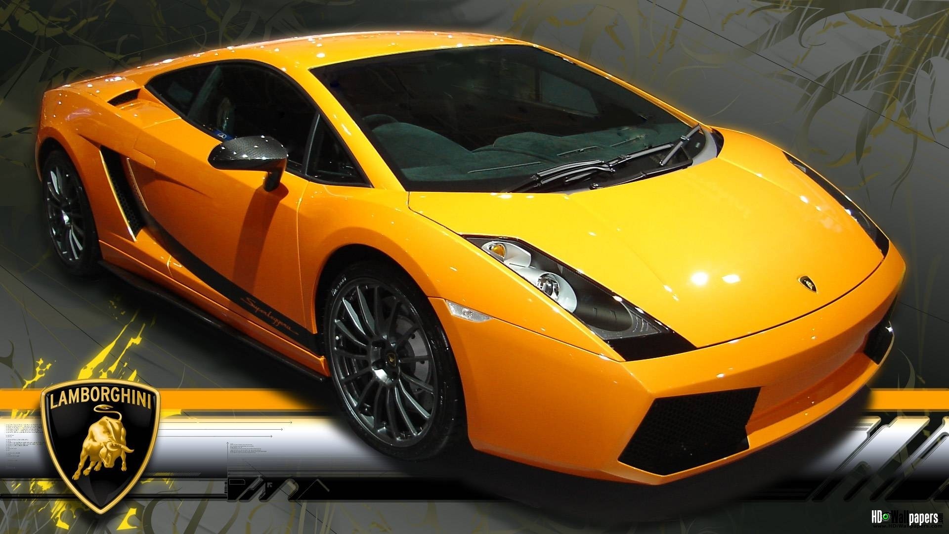 Lamborghini Gallardo Superleggera, Giallo, Logo Lamborghini, 1920x1080, immagine di sfondo