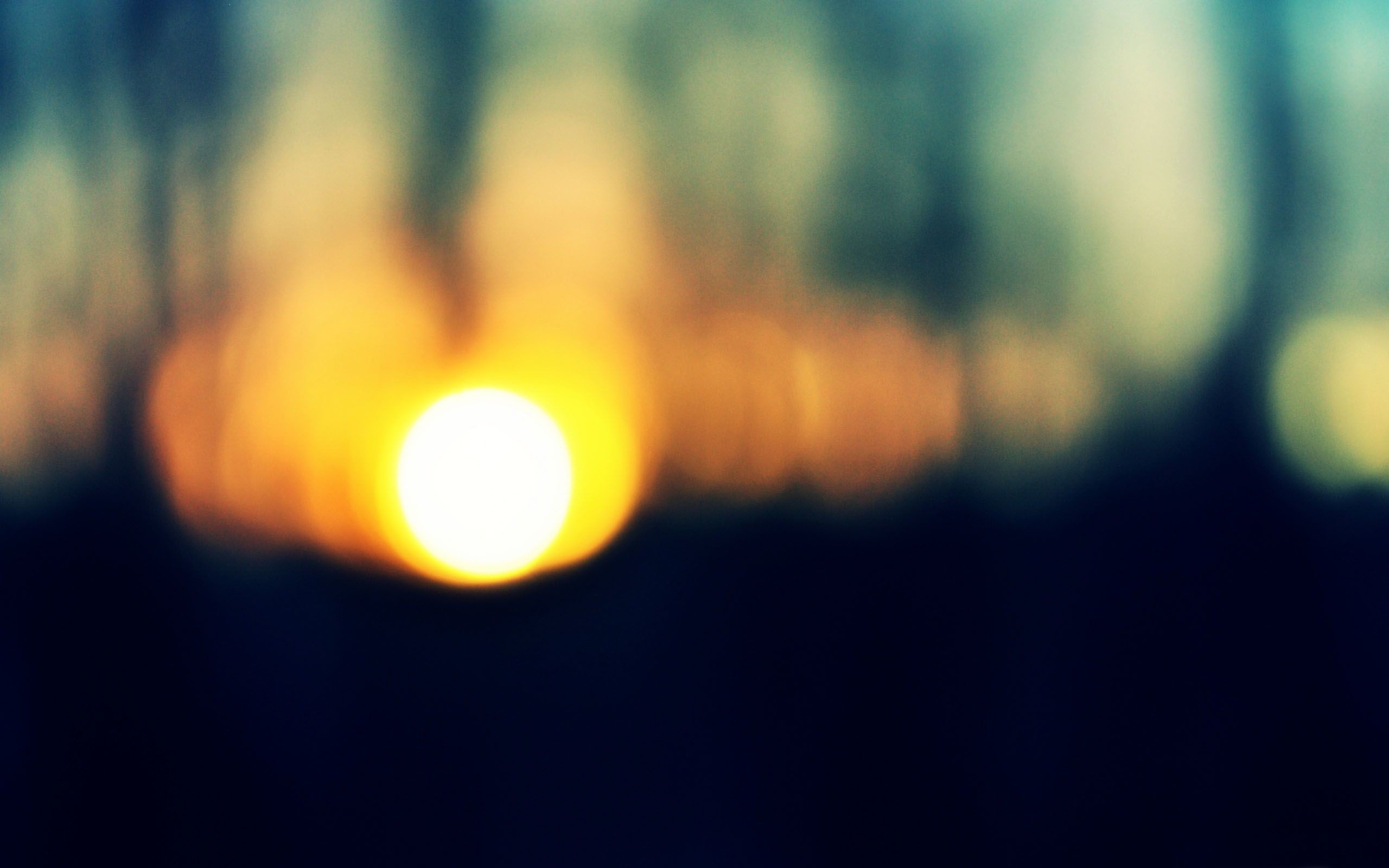 Sole sfocato, Bosco, Tramonto, Bokeh, 2K, sfondo Windows 11