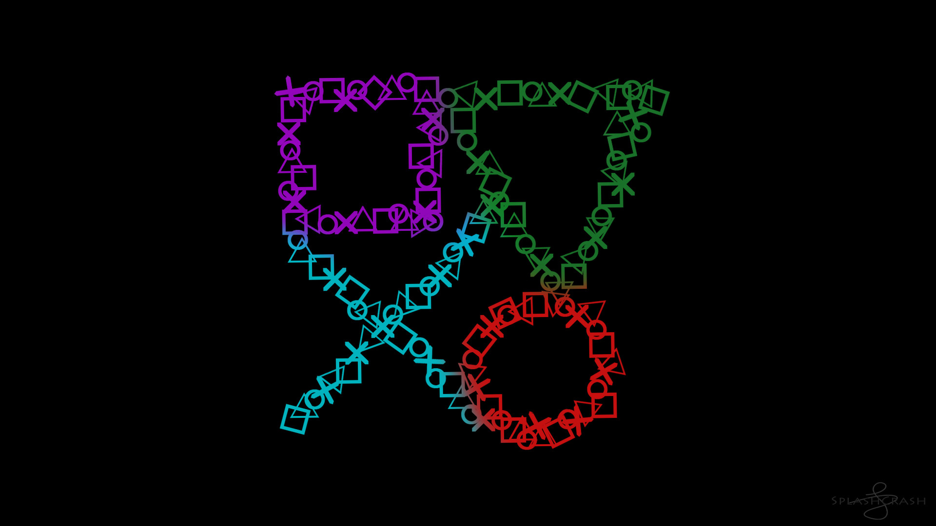 PlayStation, Simboli PlayStation, Colorato, Sfondo nero, Full HD, wallpaper per PC