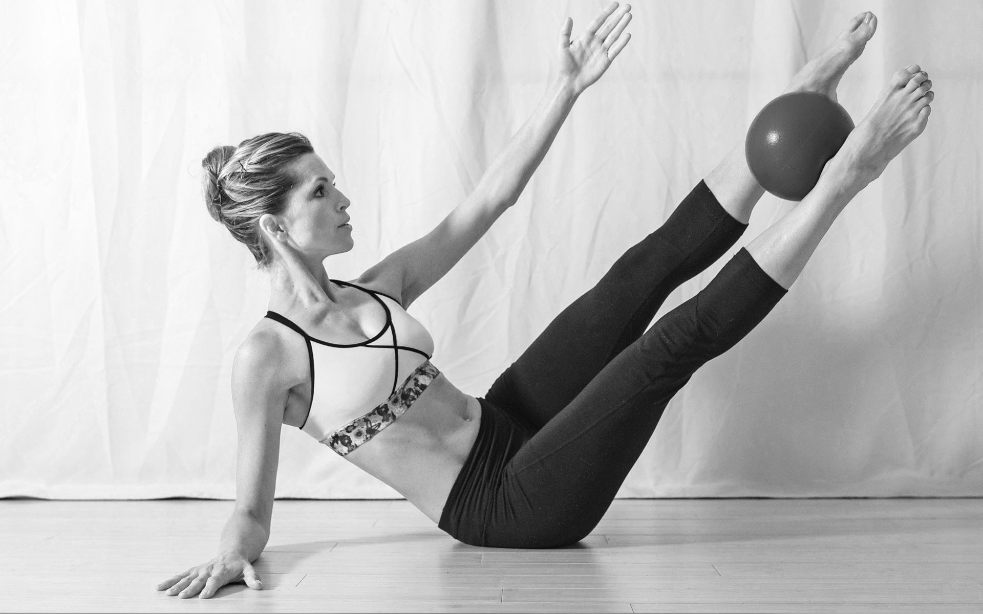 Pilates, Palla, Teaser, Bianco e nero, 16:10 Full HD, sfondo widescreen