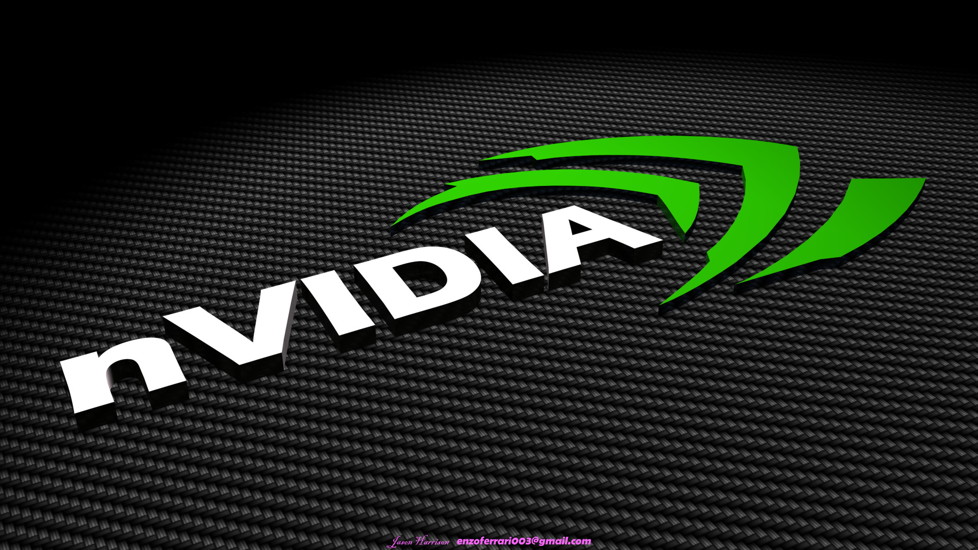 Nvidia, Logo Nvidia, Fibra di carbonio, Verde, Rendering 3D, Full HD, sfondo per PC