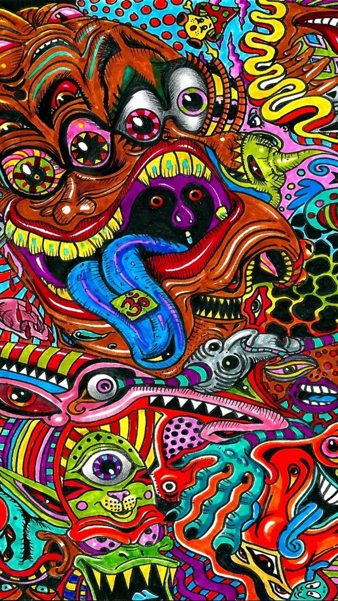 Arte psichedelica, Mostri, Colori, Illustrazione, sfondo per iPhone e Android