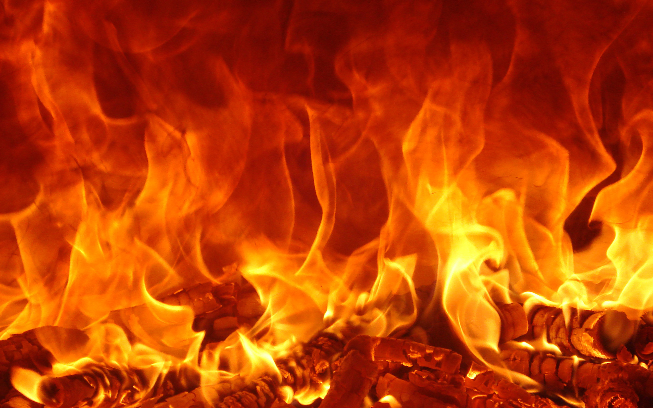 Fuoco, Falò, Fiamme arancioni, Calore, 2K, sfondo desktop