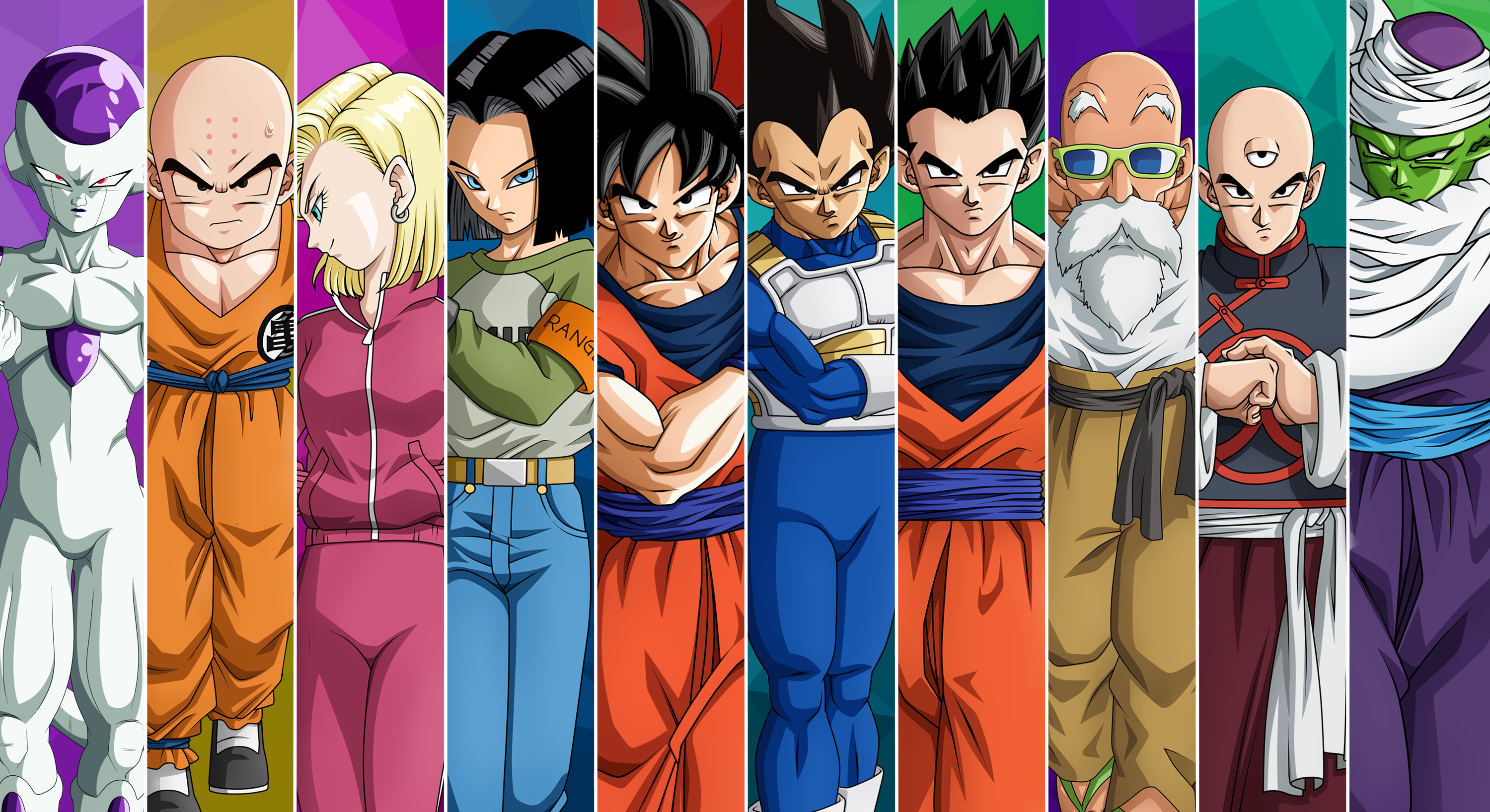 Freezer, Crilin, C-18, C-17, Son Goku, Vegeta, Gohan, Dragon Ball Super, sfondo Windows 11