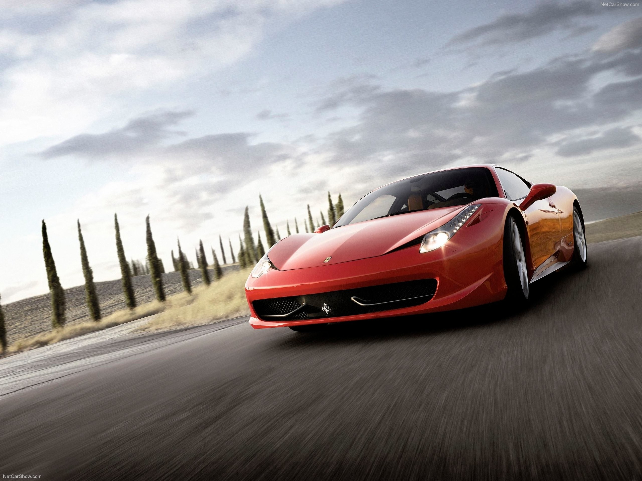 Ferrari 458 Italia, Ferrari, Cipressi, Rosso, 2K, wallpaper per tablet