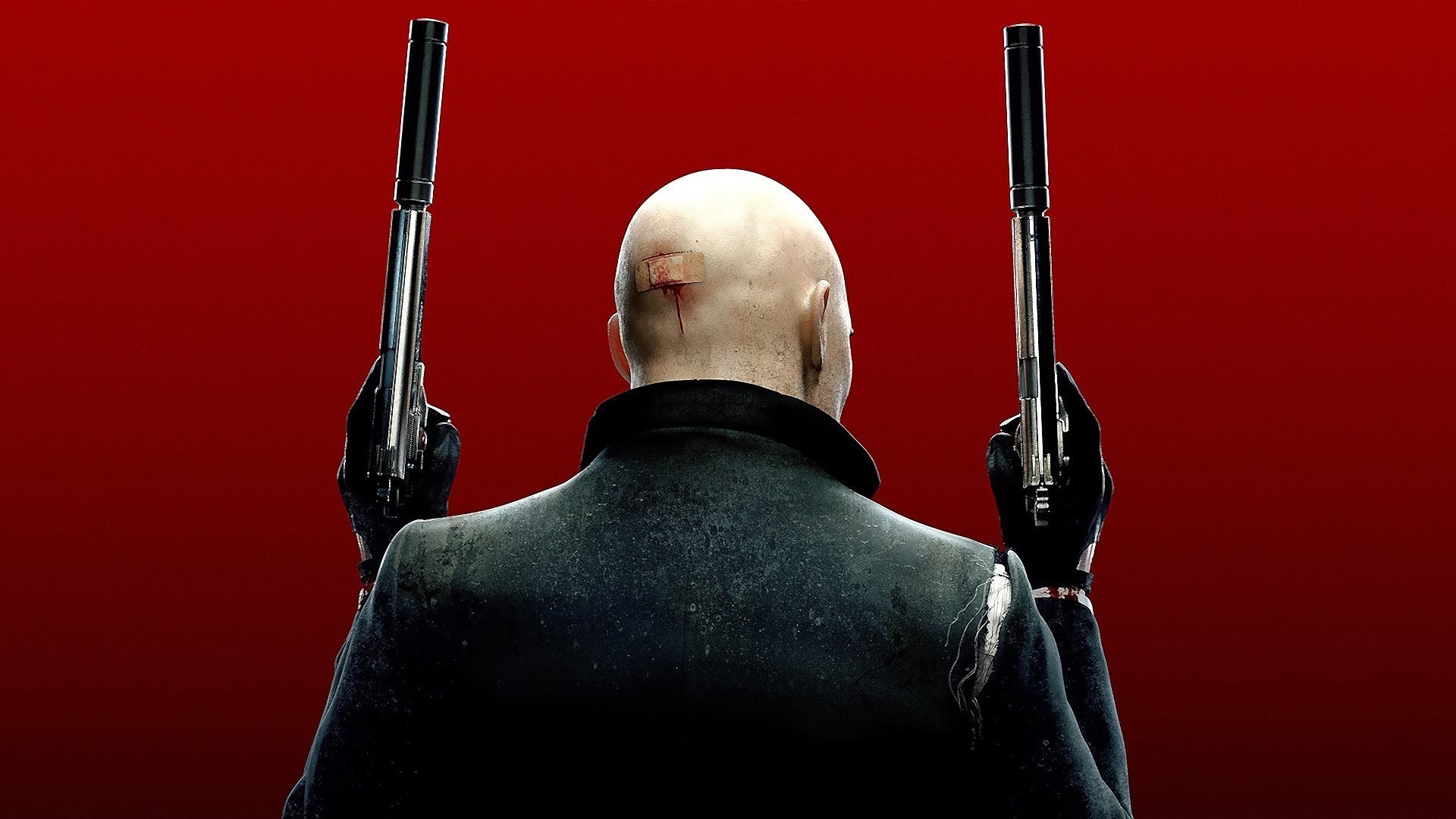 Hitman: Absolution, Agente 47, Codice a barre, Sfondo rosso, Full HD, wallpaper per PC