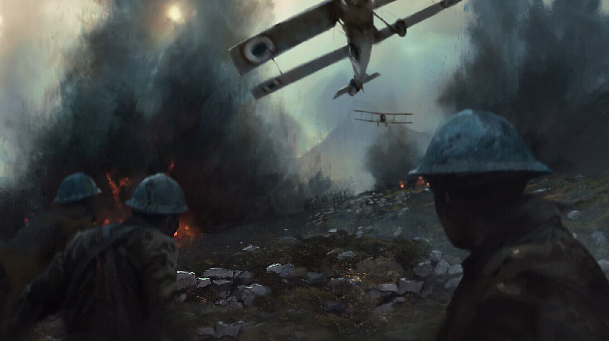 Battlefield 1, Soldati francesi, Biplani, Fumo, Full HD, sfondo per PC e portatile