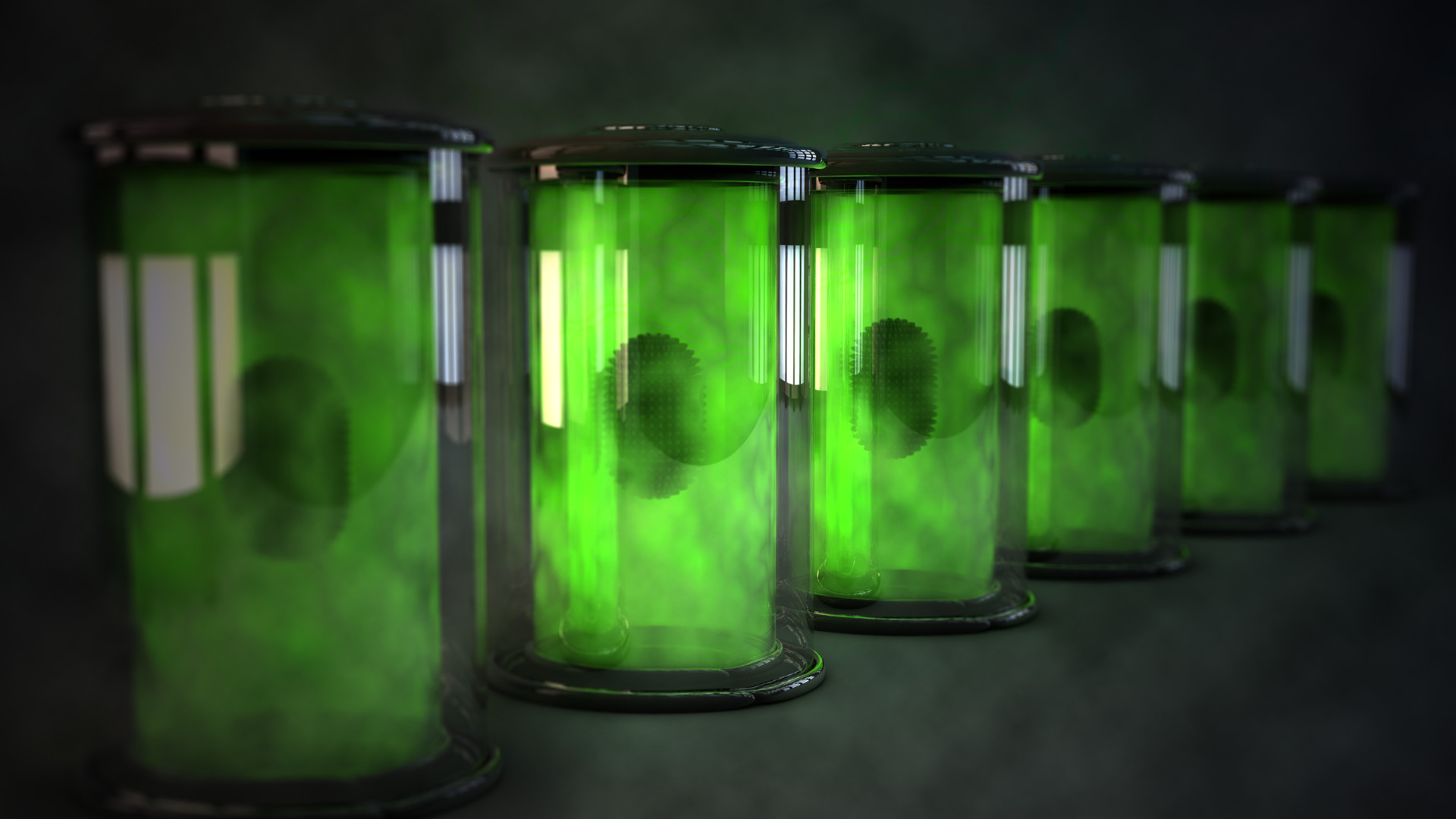 Provette, Liquido verde, Laboratorio, Full HD, sfondo desktop