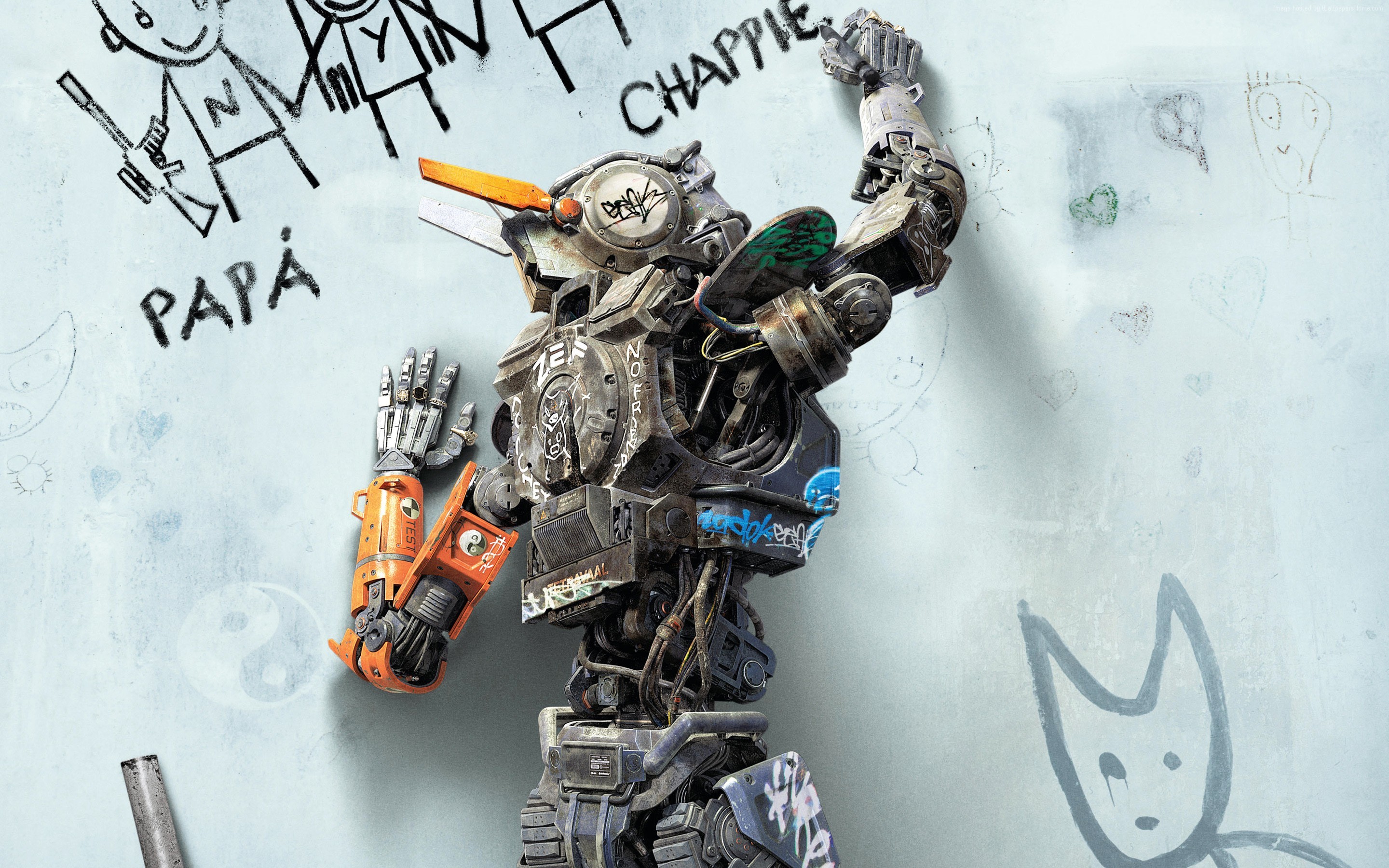 Humandroid, Chappie, Graffiti, Robot, 16:10 2K, sfondo widescreen