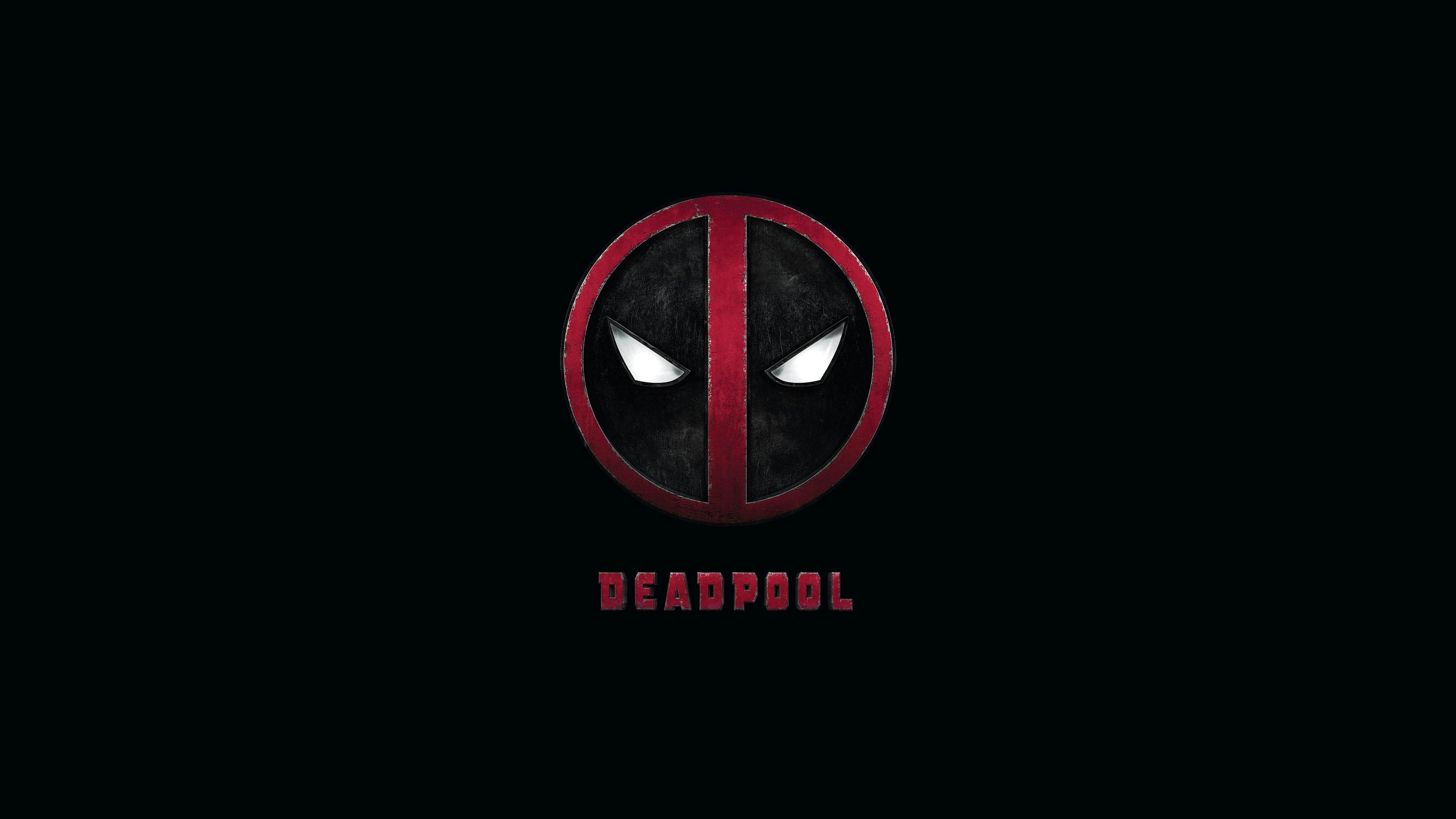 Deadpool, Logo, Sfondo nero, 3840x2160, wallpaper desktop