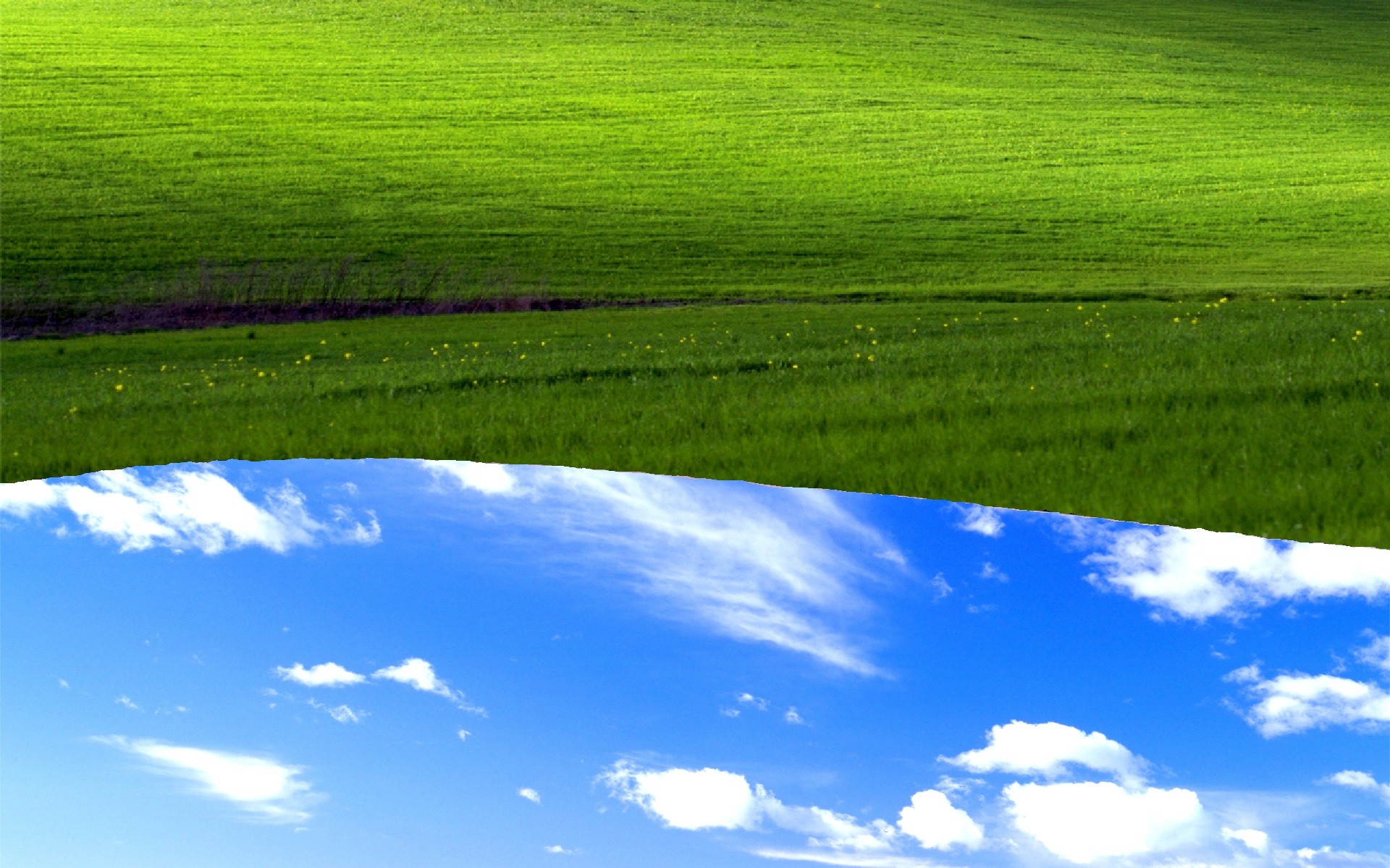 Bliss, Windows XP, Capovolto, Parodia, Full HD, sfondo desktop