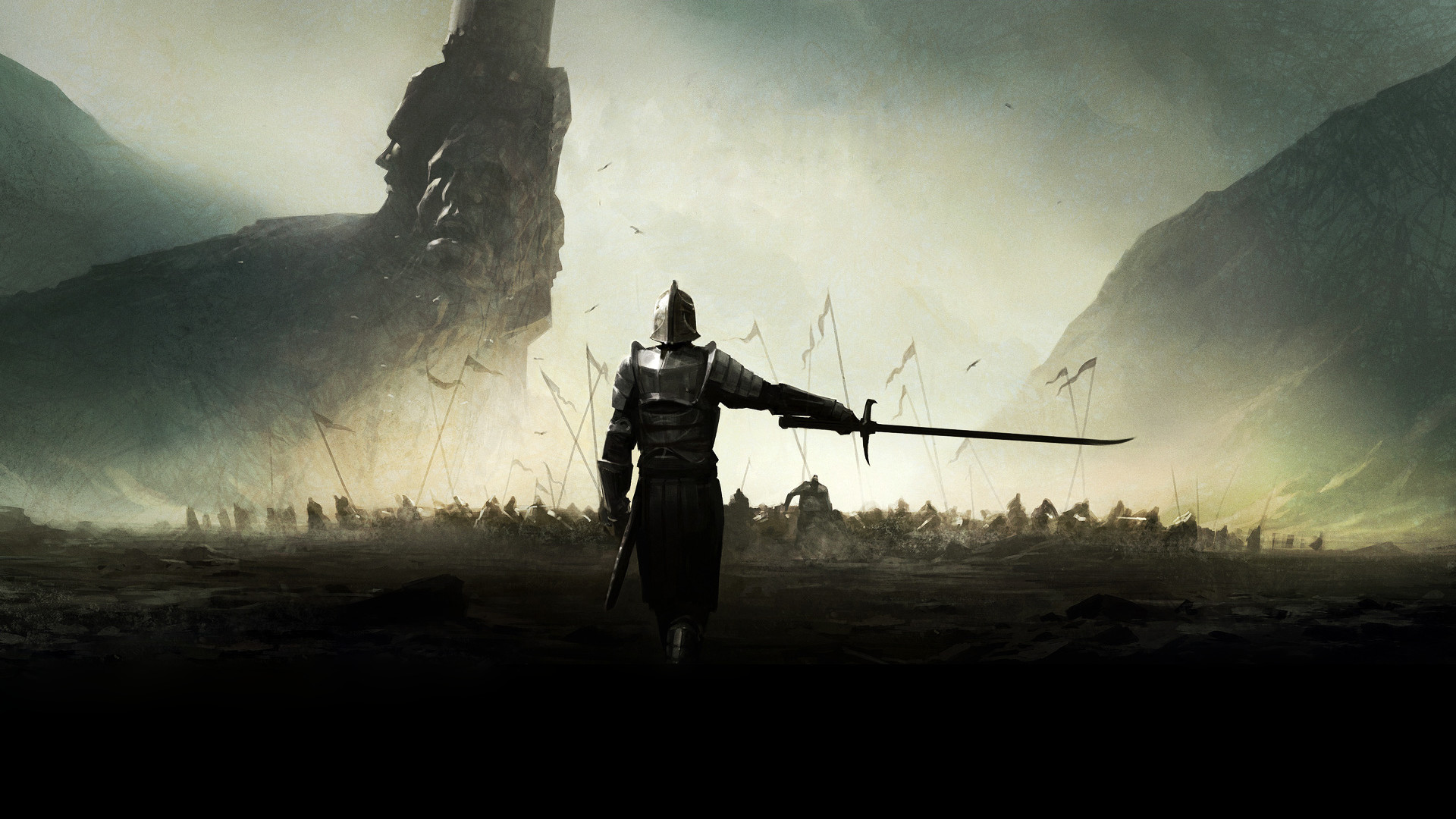 Dark Souls II, Cavaliere, Spada, Esercito, Nebbia, 1920x1080, immagine di sfondo