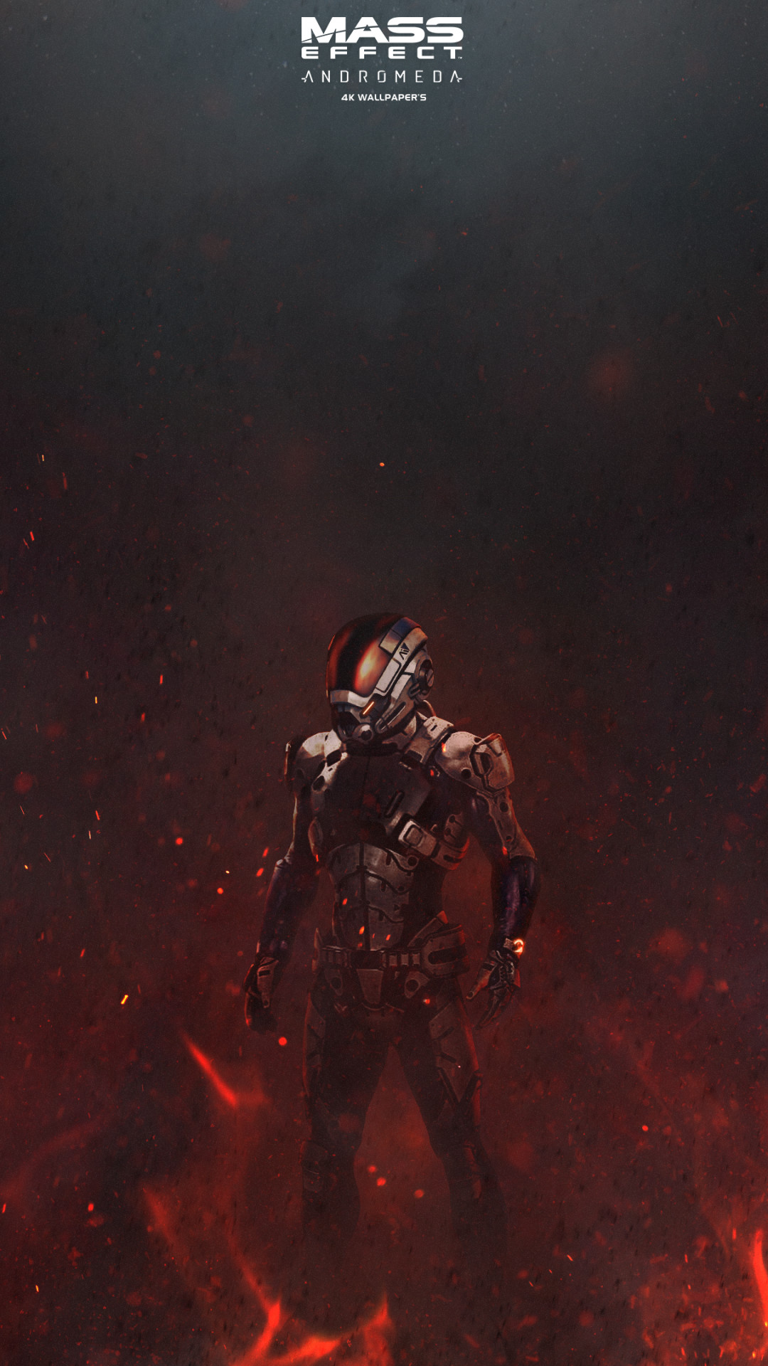 Mass Effect: Andromeda, Ryder, Fiamme, Rosso, Locandina, 1080x1920, schermata di blocco iPhone