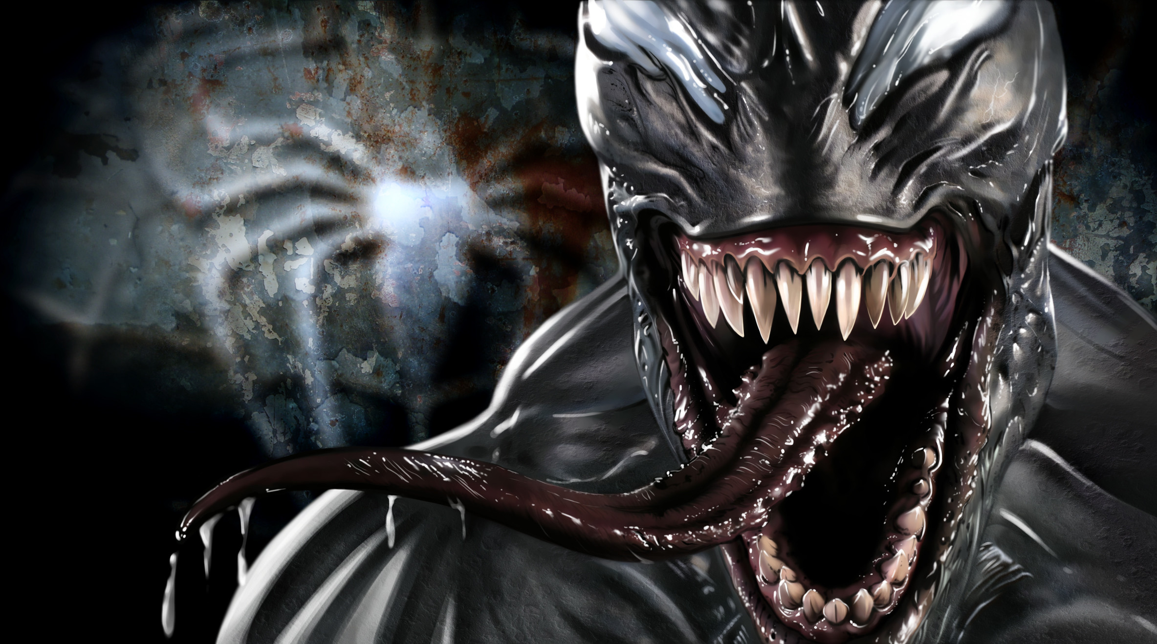 Venom, Simbolo del ragno, Zanne, Lingua, Full HD, sfondo desktop