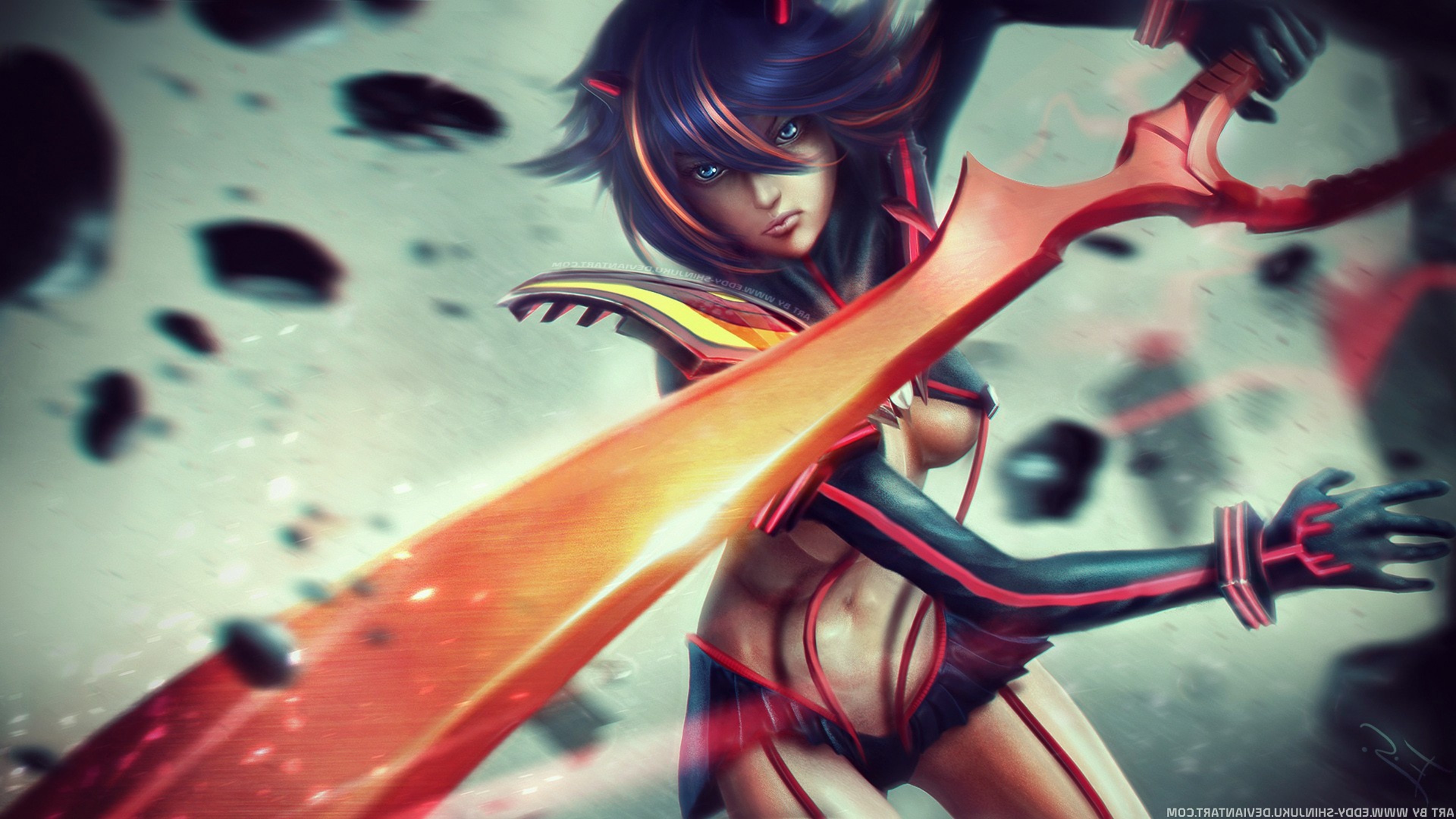 Ryuko Matoi, Senketsu, Kill la Kill, Forbice-spada, Pittura digitale, 4K Ultra HD
