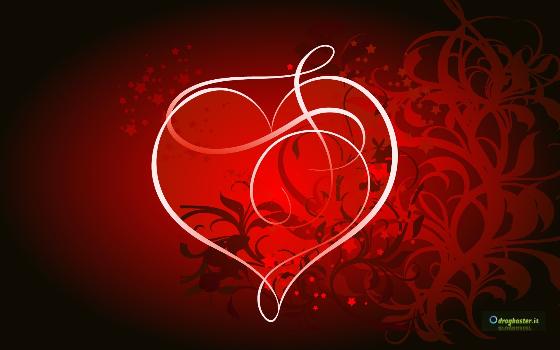 Cuore, Ghirigori, Rosso, Sfondo scuro, 16:10 Full HD, wallpaper widescreen