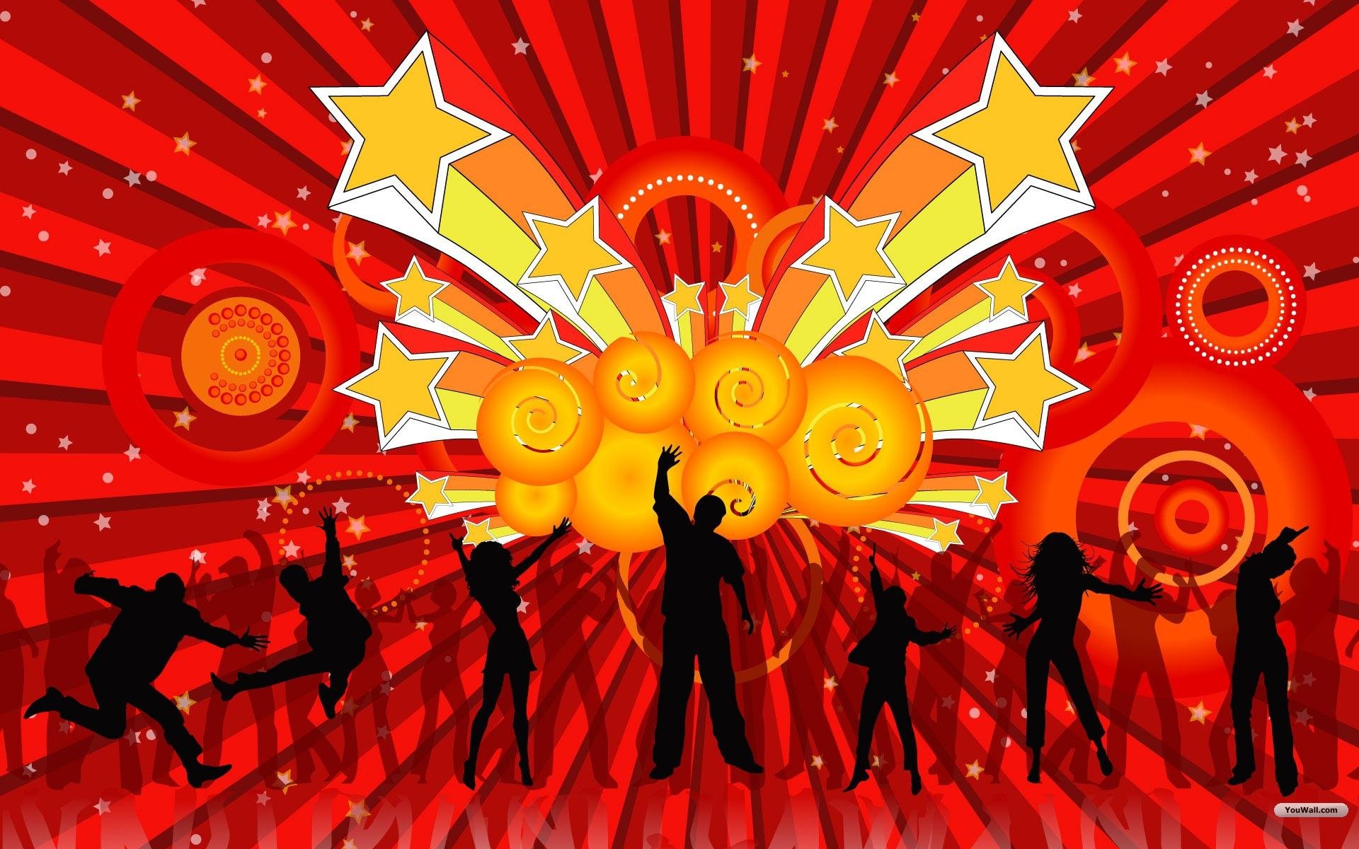 Ballerini, Silhouette, Stelle, Rosso, Retrò, Full HD, sfondo Windows 11